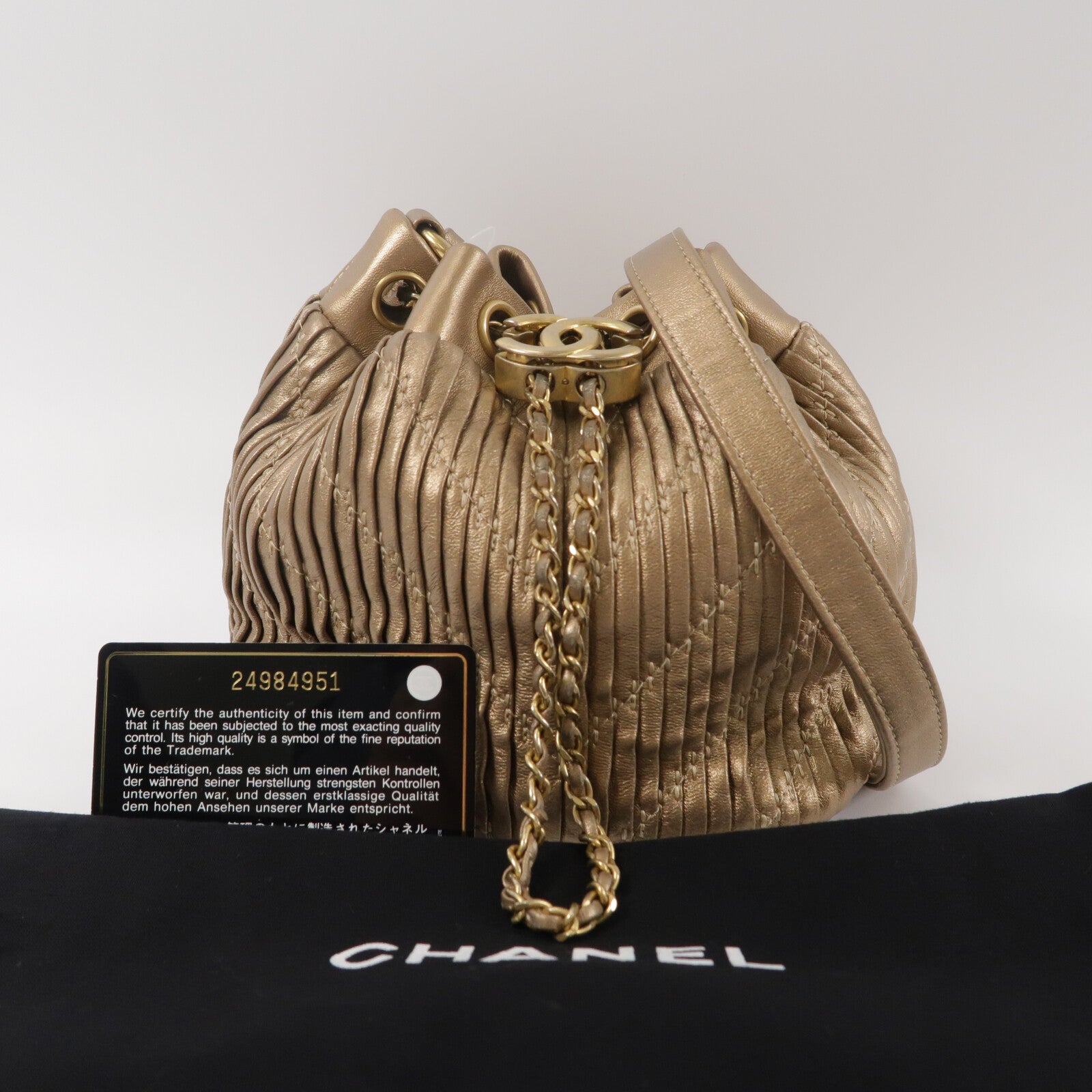 CHANEL 羊皮皮革Coco Pleats Drawstring Bag肩背袋