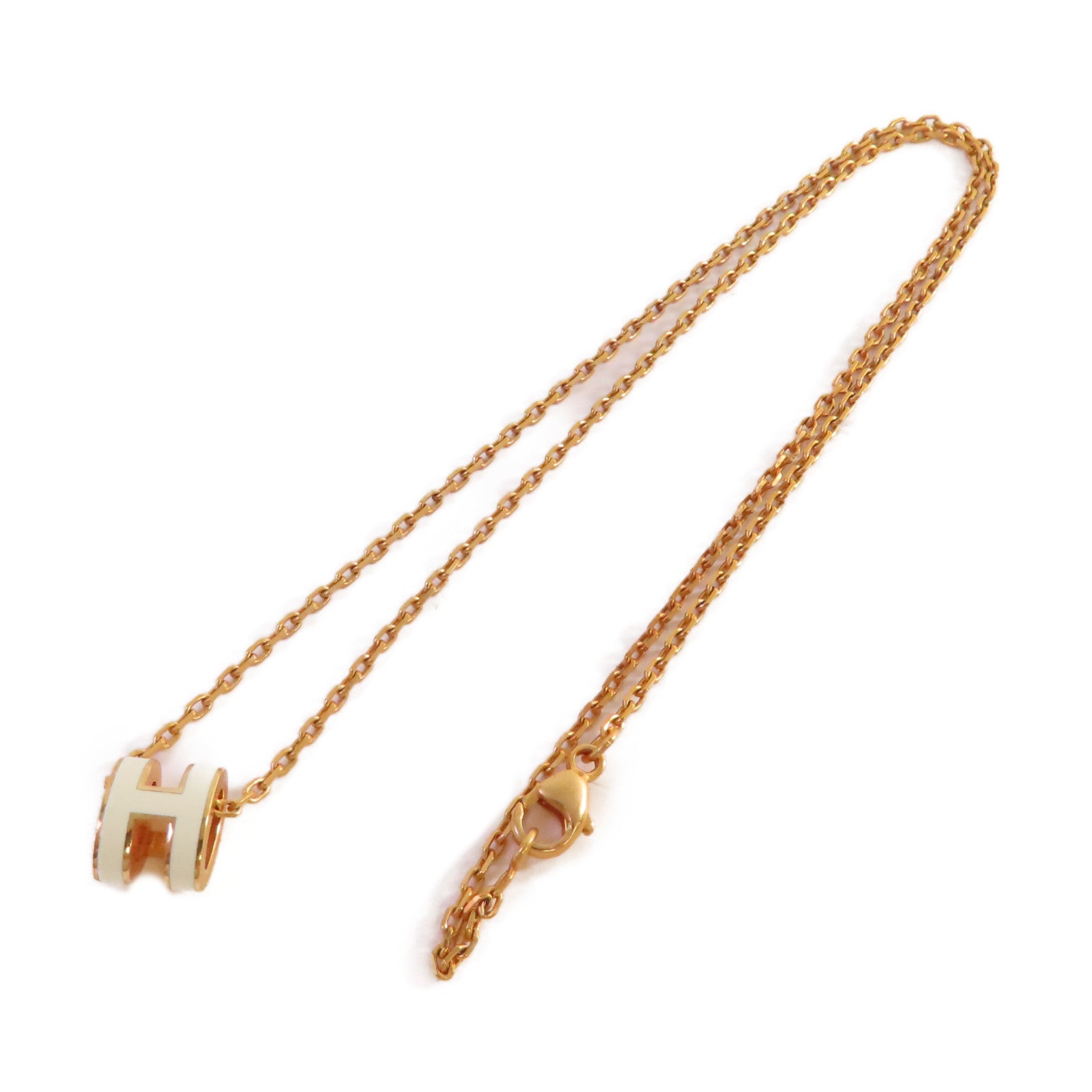 HERMES 金屬/琺瑯Mini Pop H Necklace耳環Nata奶茶色/金色