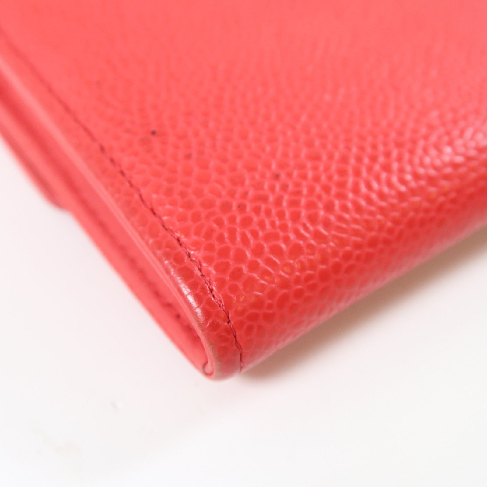 CHANEL Caviar皮革Long Wallet銀扣長錢包紅色
