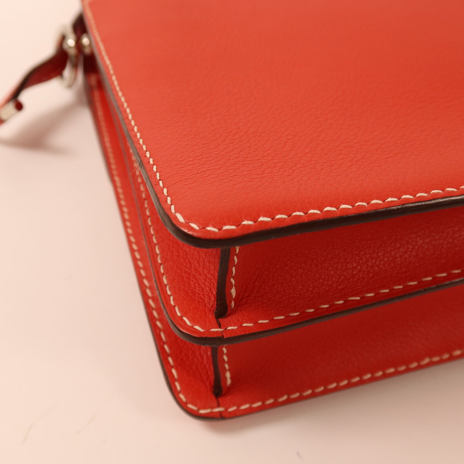 HERMES Evercolor皮革Roulis 23銀扣肩背袋Sanguine