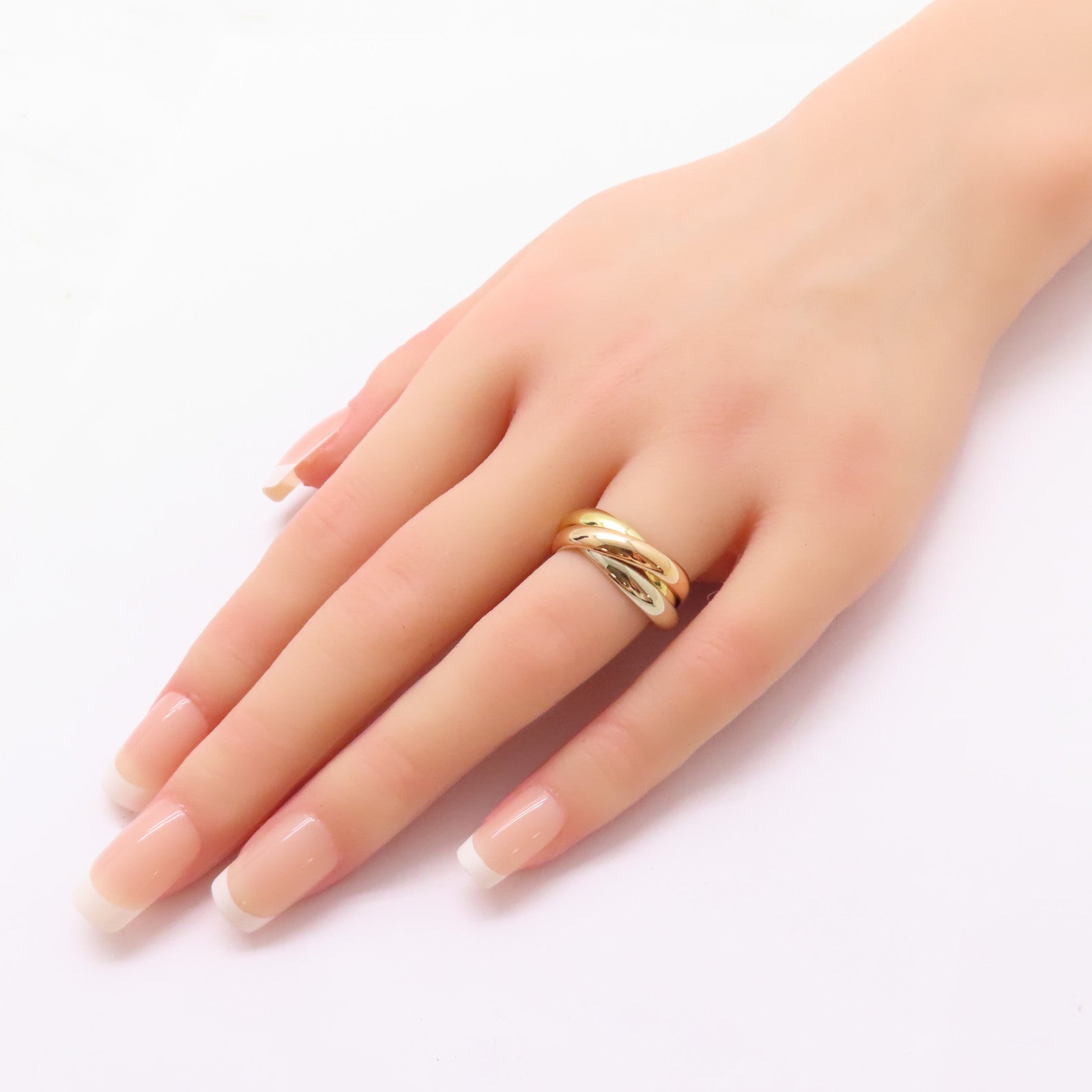 CARTIER 18K黃金/白金/玫瑰金Trinity Ring戒指US#5.25/Cartier#50