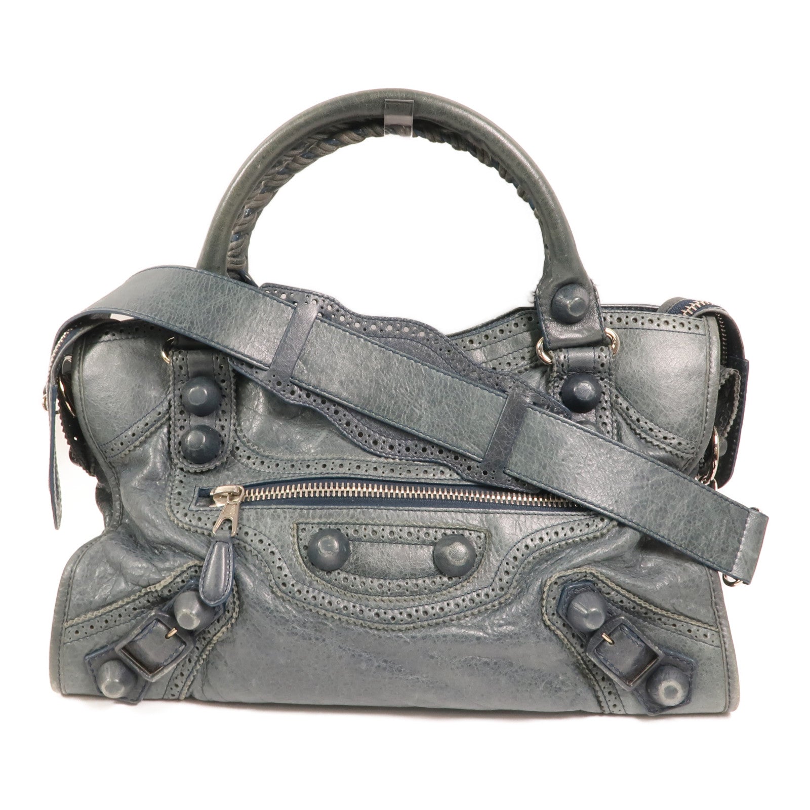 BALENCIAGA 牛皮皮革Giant City銀扣手挽肩背兩用袋