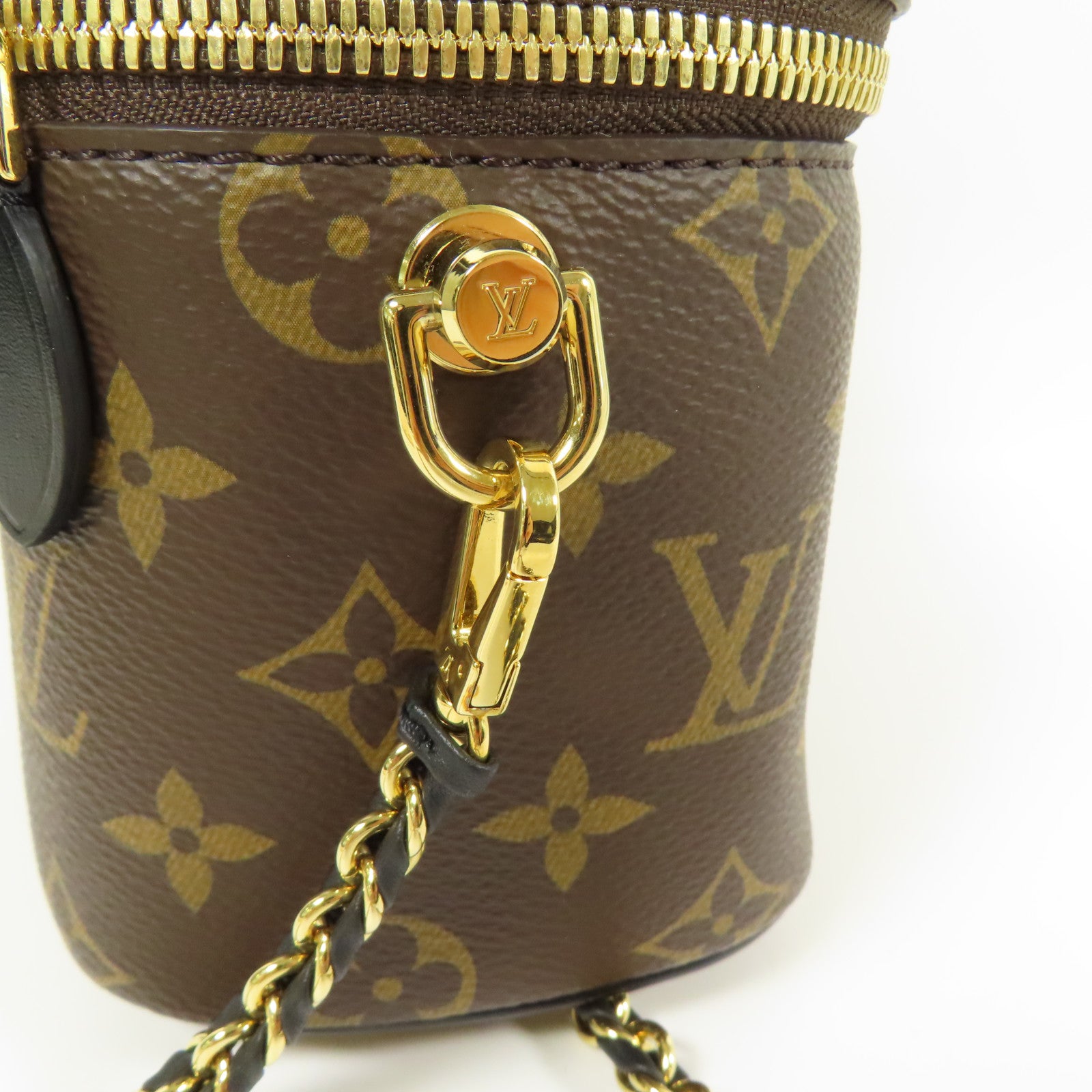 LOUIS VUITTON Monogram Reverse Vanity PM金扣手挽肩背兩用袋棕色