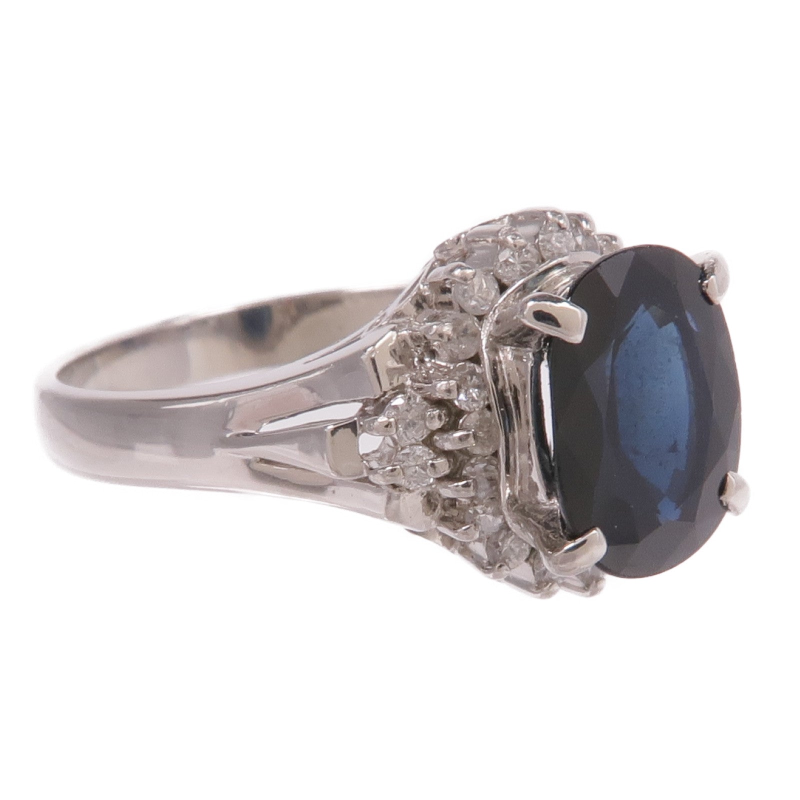 JEWELRY PT900鉑金Sapphire Diamond Ring藍寶石/鑽石戒指US#6.25