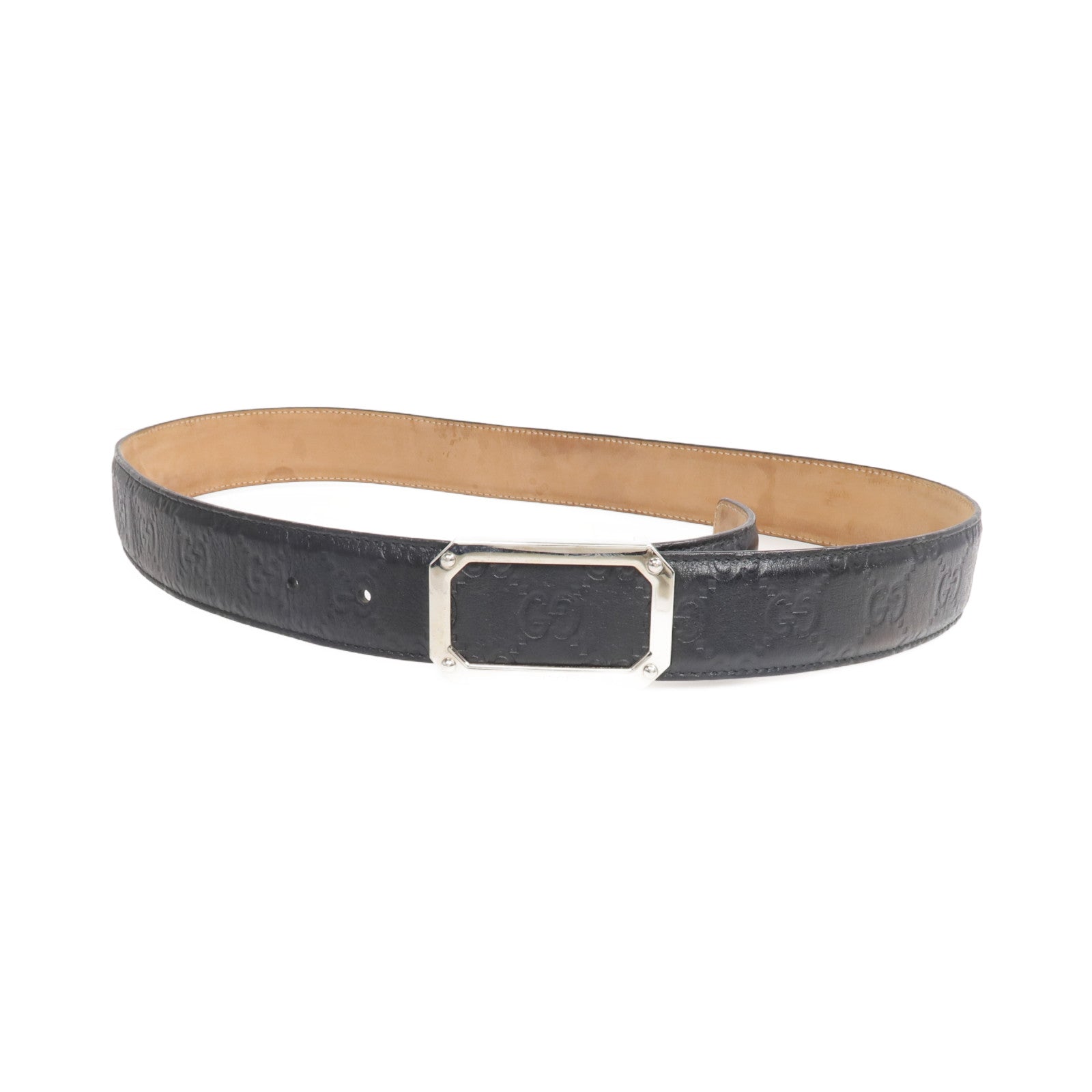 GUCCI 牛皮皮革Belt銀扣皮帶