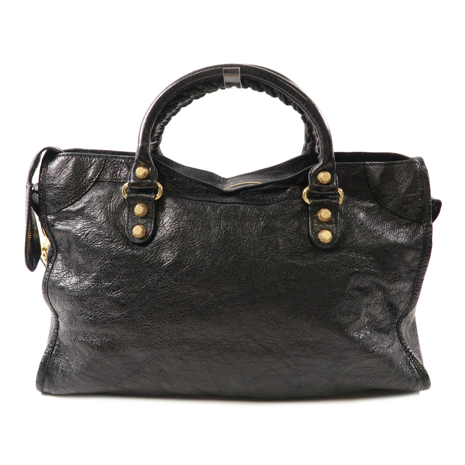 BALENCIAGA 牛皮皮革City Bag金扣手挽肩背兩用袋黑色