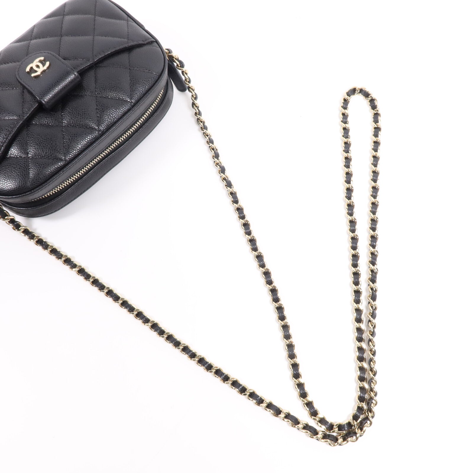 CHANEL 牛皮皮革Chain Shoulder Bag金扣鏈帶肩背袋