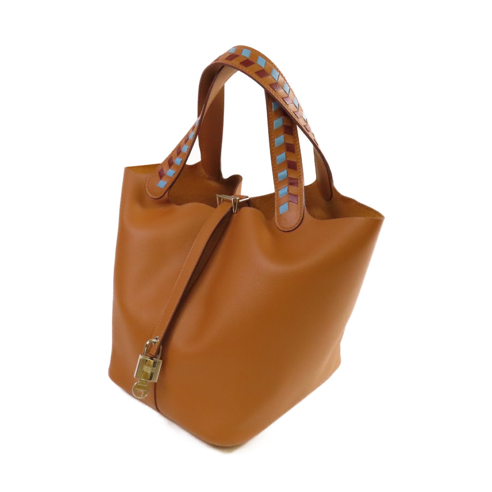 HERMES 【激減優惠】Epsom皮革Picotin MM Tote Bag銀扣手挽袋Gold金棕色