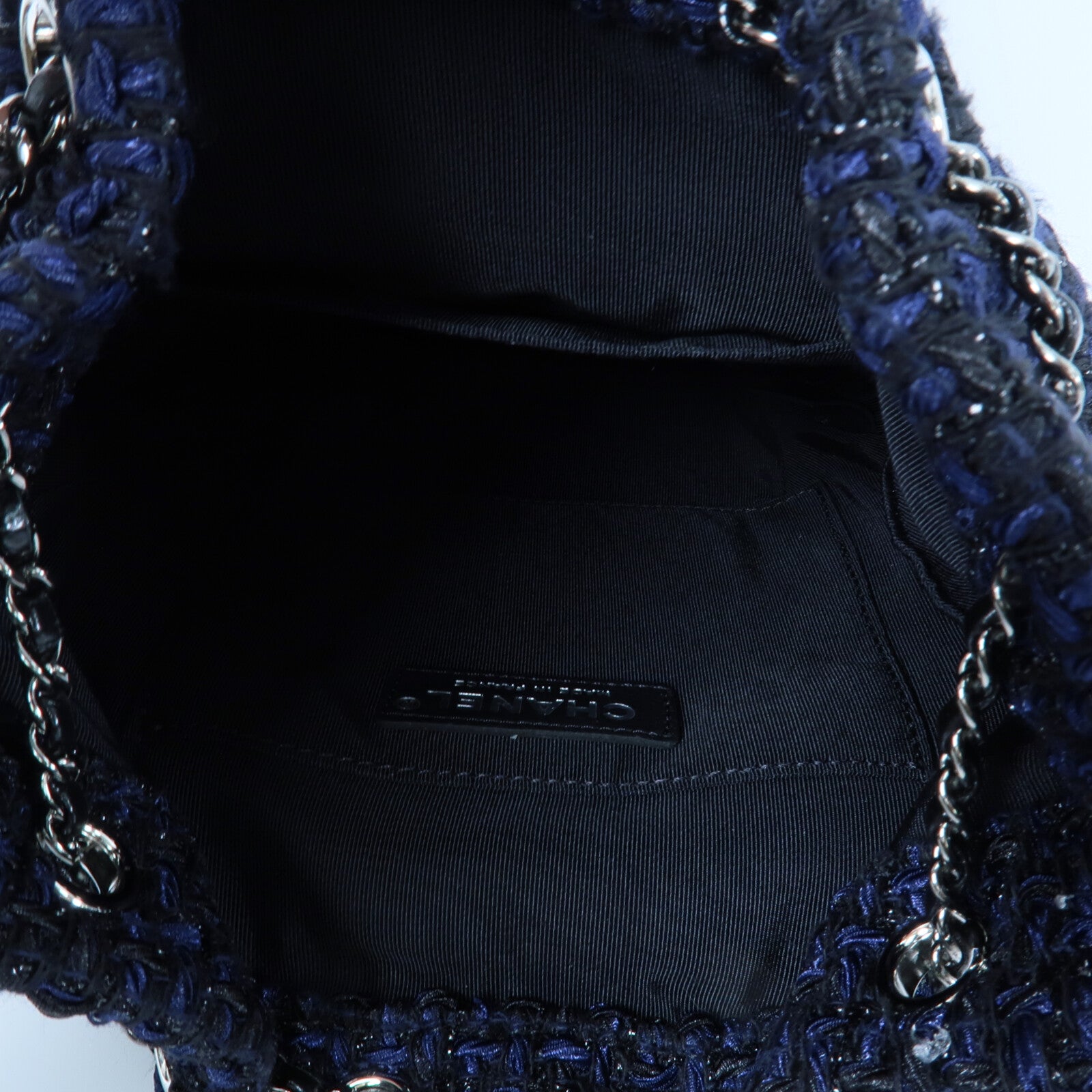 CHANEL 牛皮皮革/Tweed Small Gabrielle Bucket鏈帶肩背袋