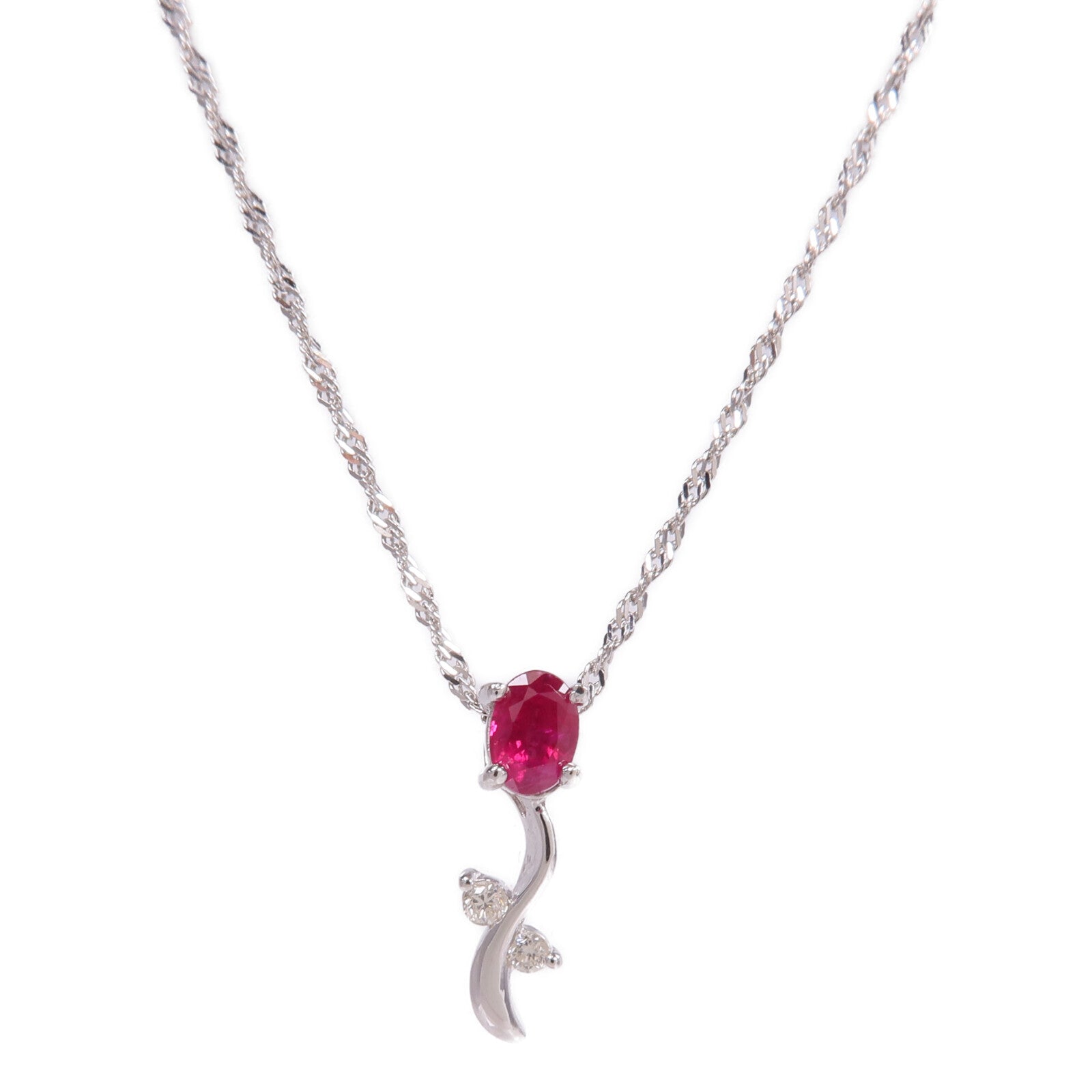 JEWELRY 18K白金Ruby Diamond Necklace紅寶石/鑽石項鍊