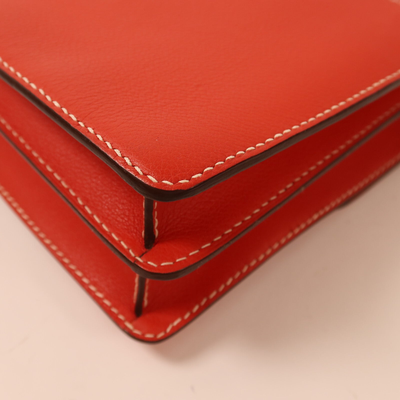 HERMES Evercolor皮革Roulis 23銀扣肩背袋Sanguine