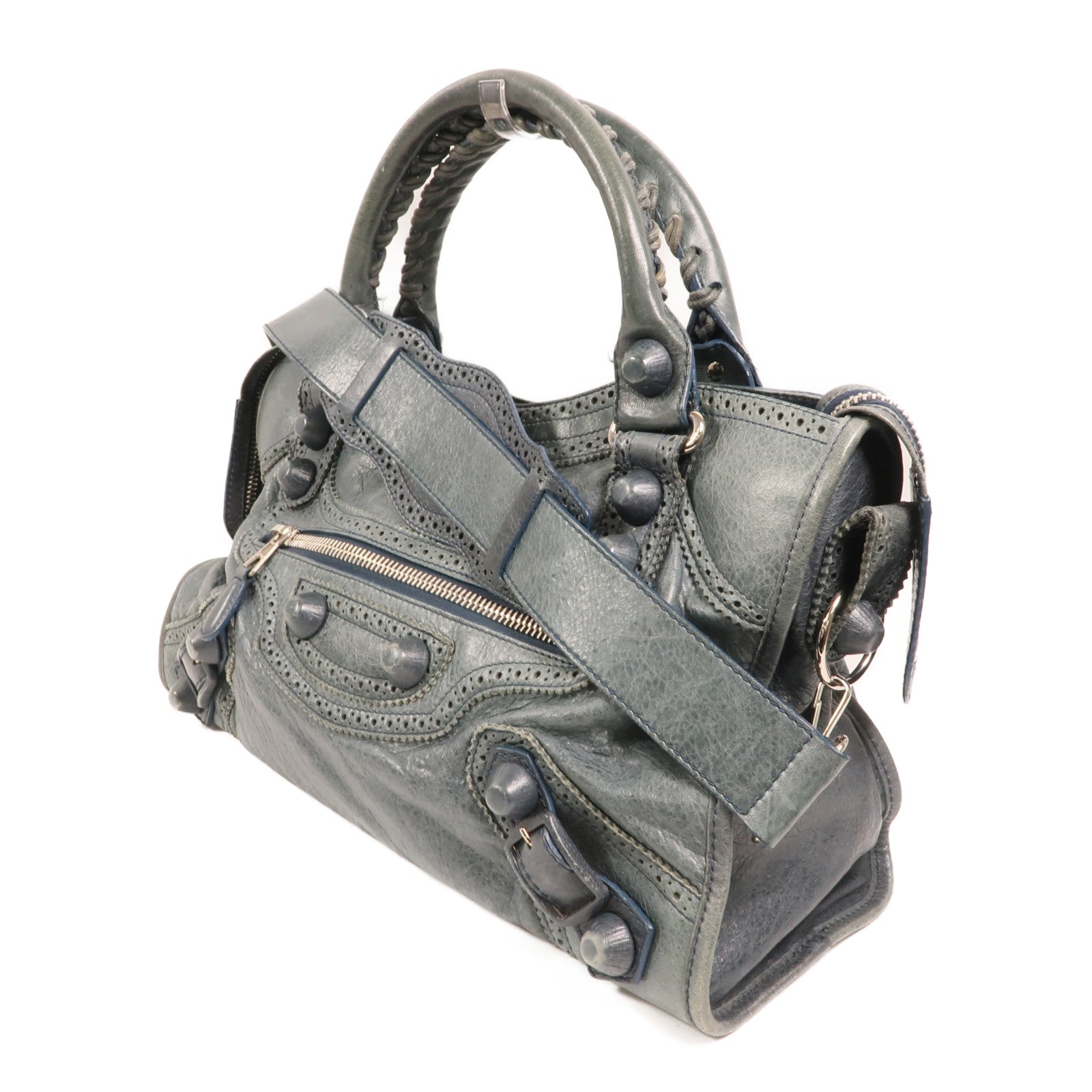 BALENCIAGA 牛皮皮革Giant City銀扣手挽肩背兩用袋