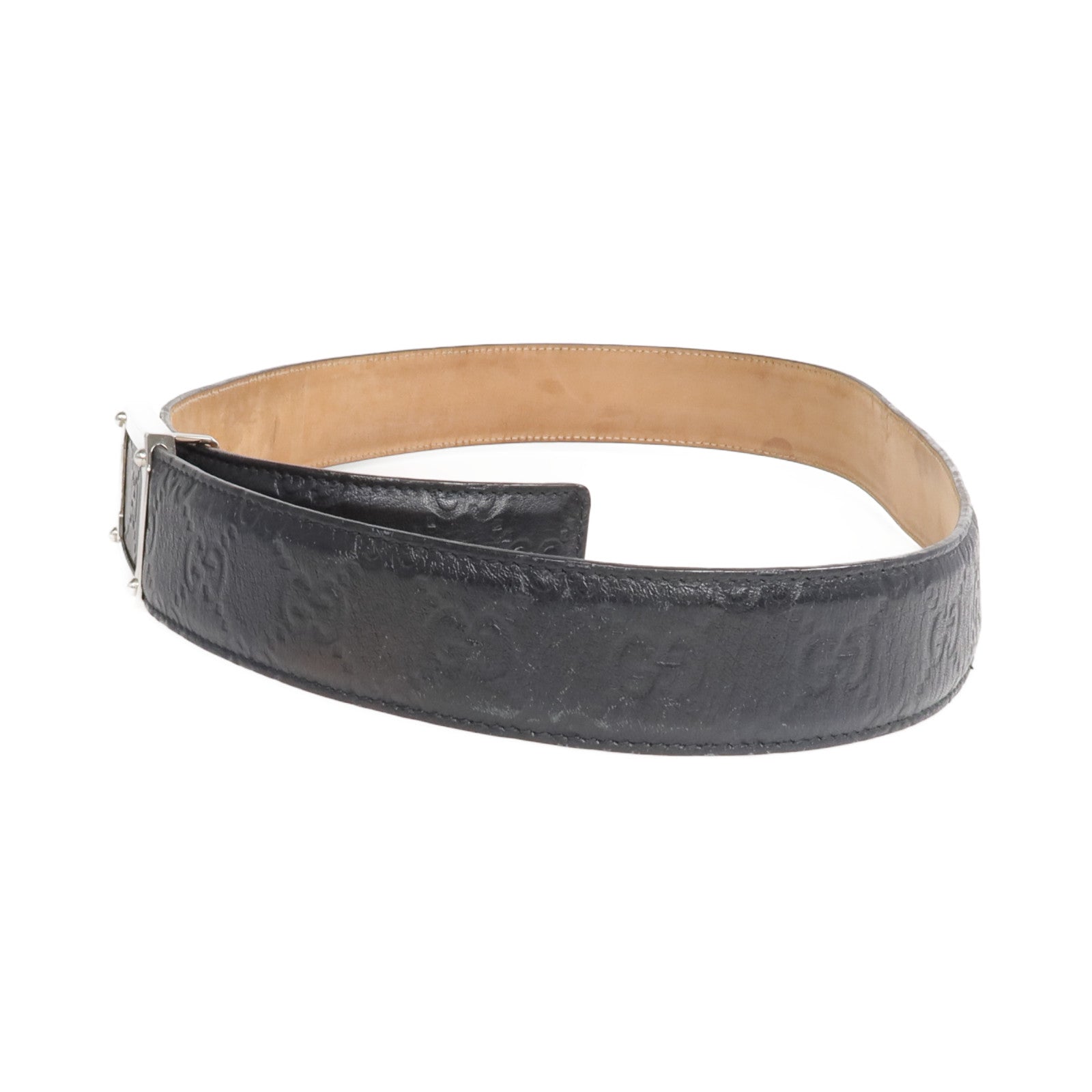 GUCCI 牛皮皮革Belt銀扣皮帶