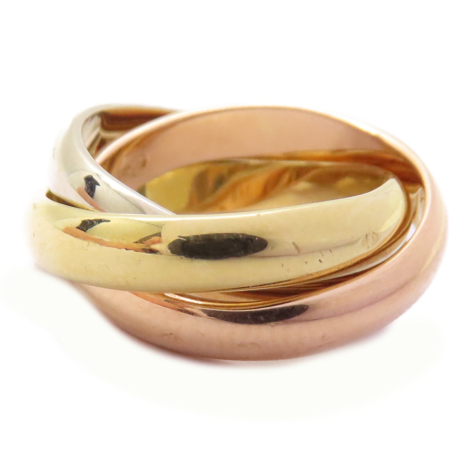 CARTIER 18K黃金/白金/玫瑰金Trinity Ring戒指US#5.25/Cartier#50