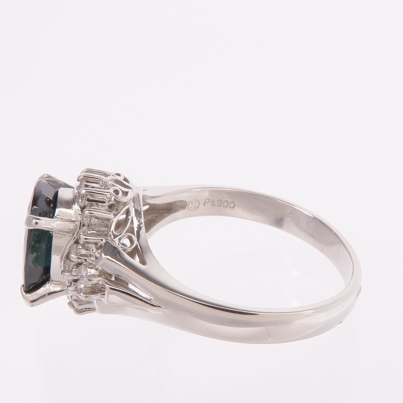 JEWELRY PT900鉑金Sapphire Diamond Ring藍寶石/鑽石戒指US#6.25