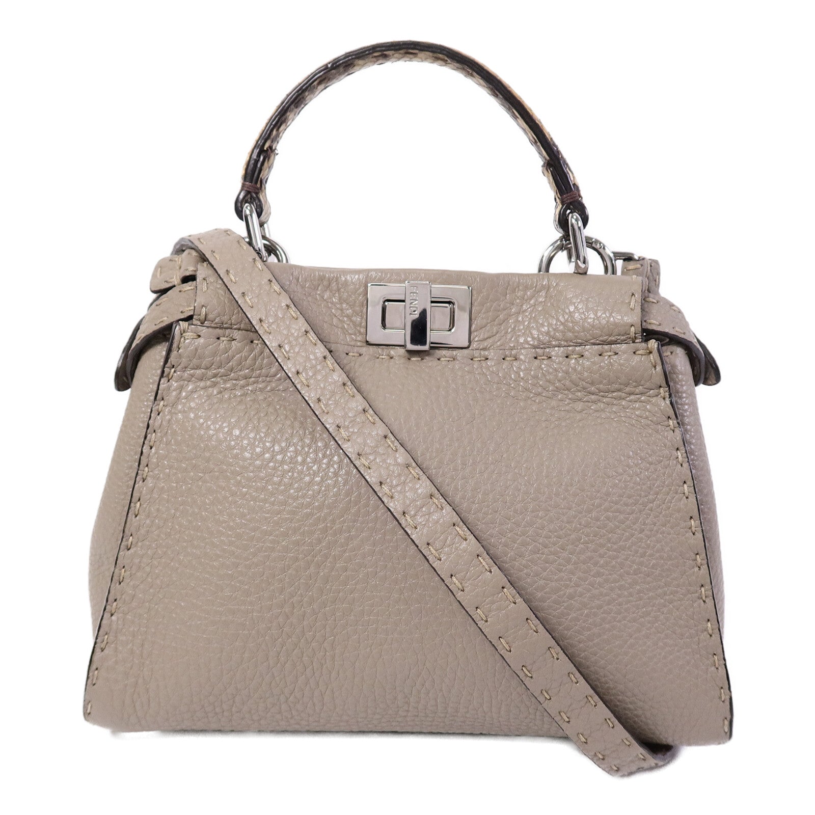 FENDI 牛皮皮革/蛇皮皮革Peekaboo Min手挽肩背兩用袋