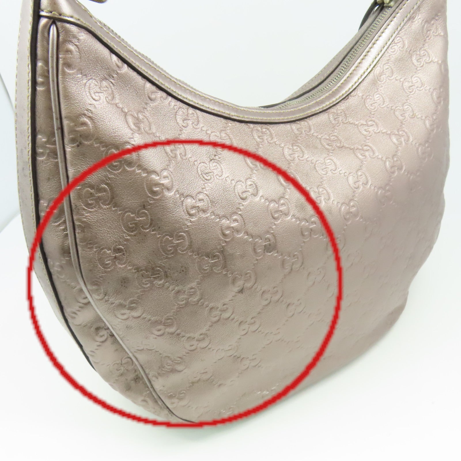 GUCCI 【清倉大減價】牛皮皮革Shoulder Bag肩背袋銀淺紫紅色