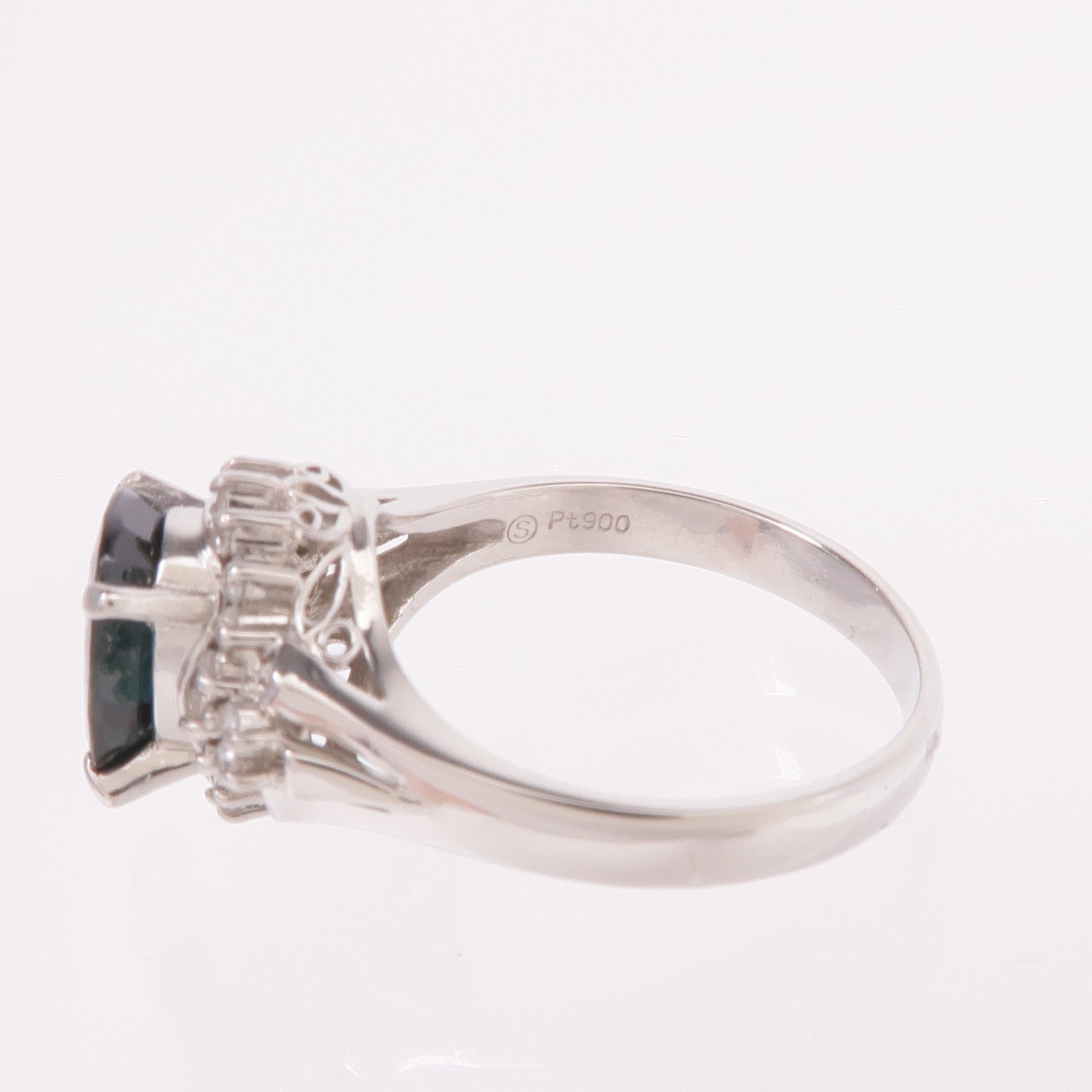 JEWELRY PT900鉑金Sapphire Diamond Ring藍寶石/鑽石戒指US#6.25