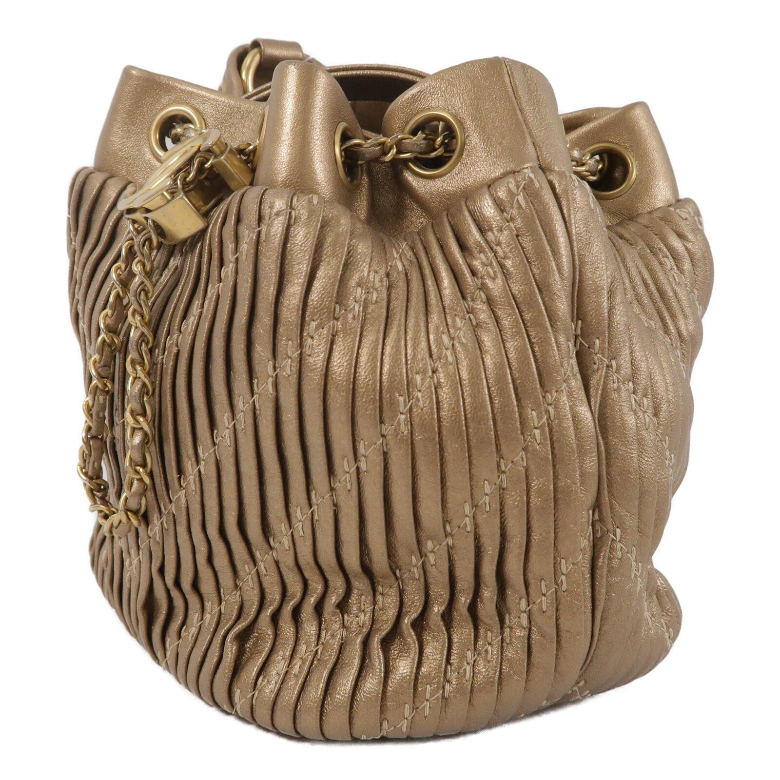 CHANEL 羊皮皮革Coco Pleats Drawstring Bag肩背袋