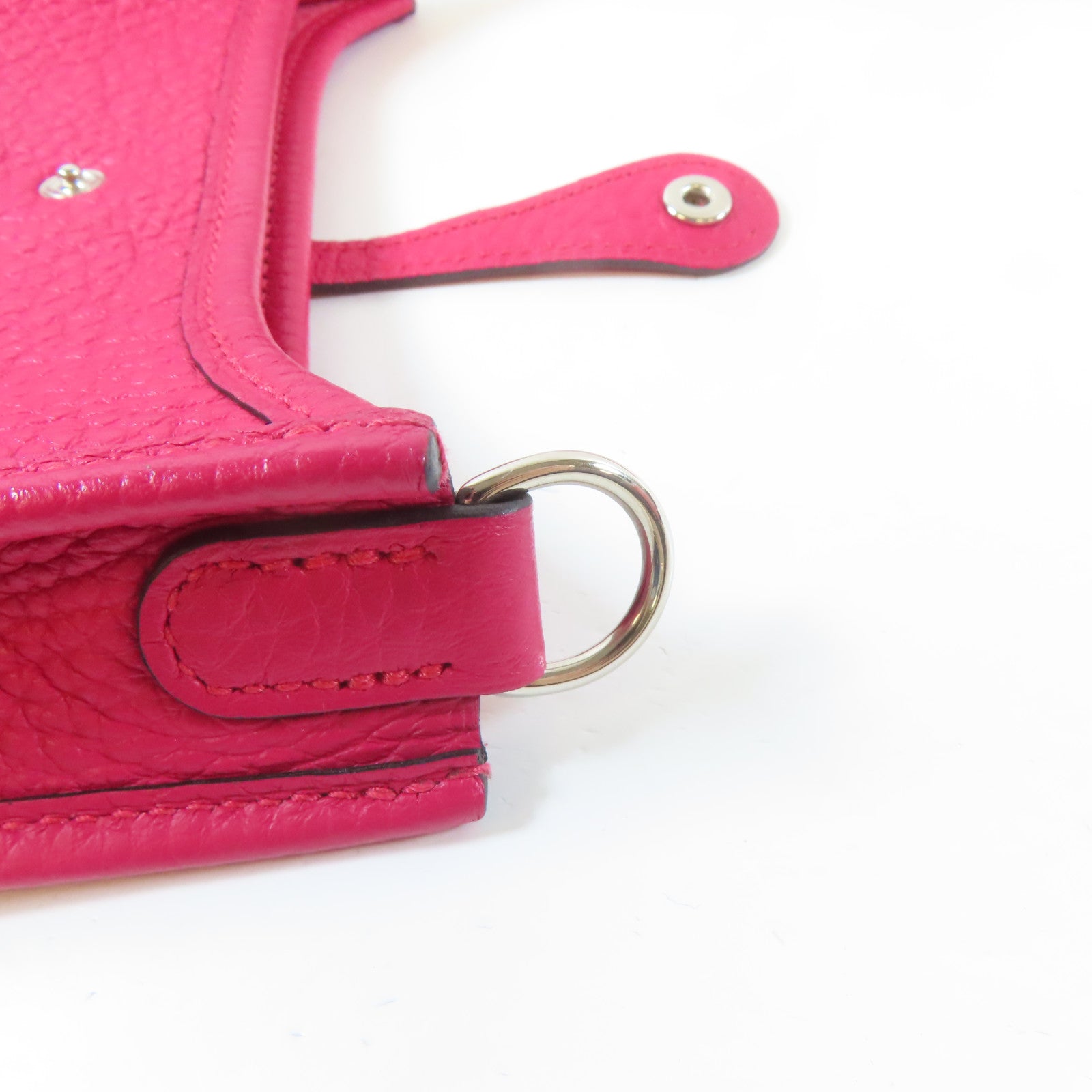 HERMES 【激減優惠】Taurillon Clemence皮革Evelyne TPM Shoulder Bag銀扣肩背袋粉紅色