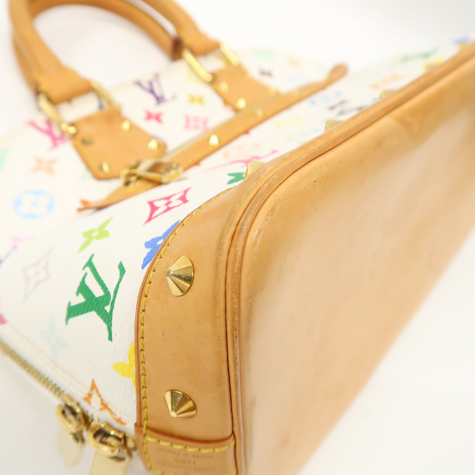 LOUIS VUITTON Monogram Multicolore Alma金扣手挽袋白色/彩色