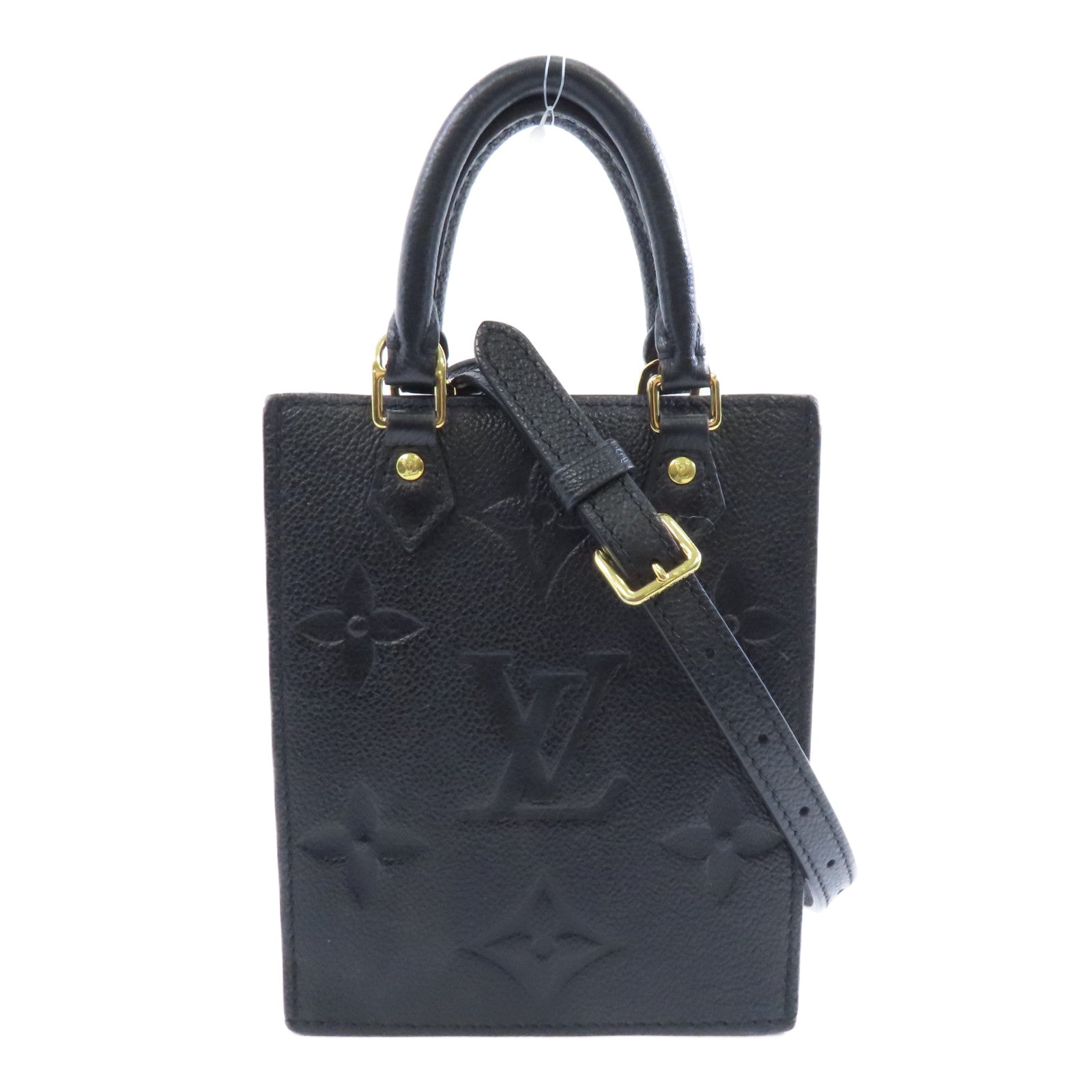 LOUIS VUITTON Monogram Empreinte Petit Sac Plat金扣手挽肩背兩用袋黑色