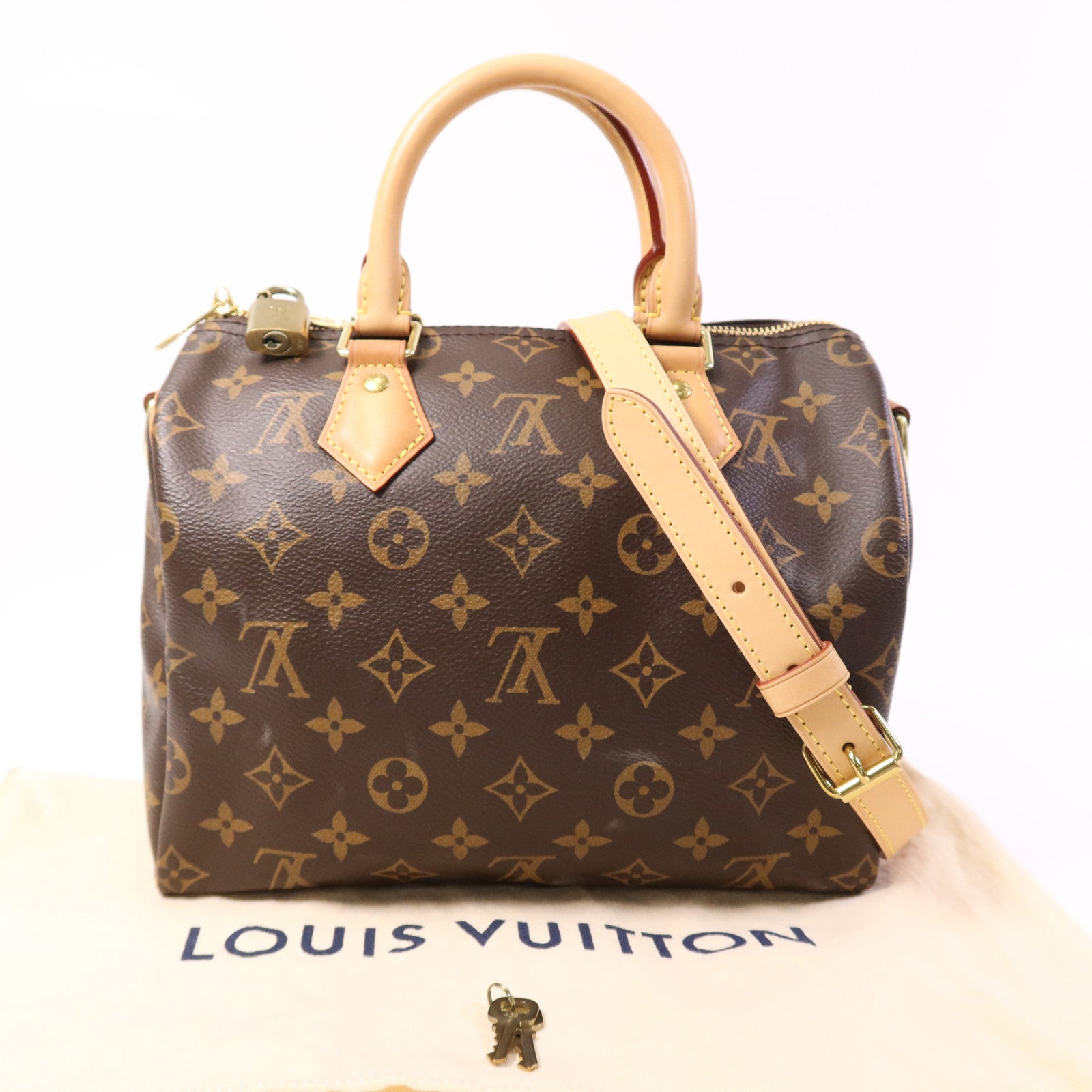 LOUIS VUITTON Monogram Speedy Bandouliere 25金扣手挽肩背兩用袋