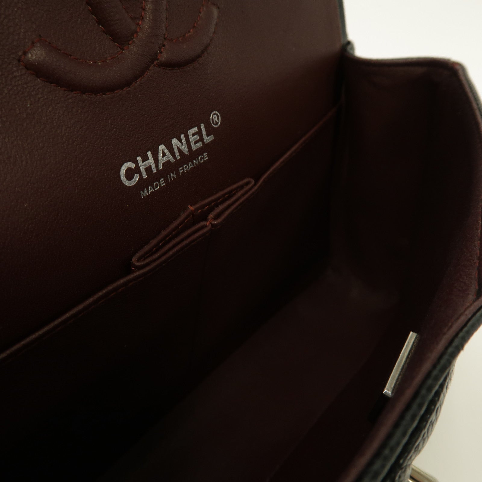 CHANEL 【激減優惠】菱格Caviar皮革Classic Flap 23銀扣鏈帶肩背袋黑色