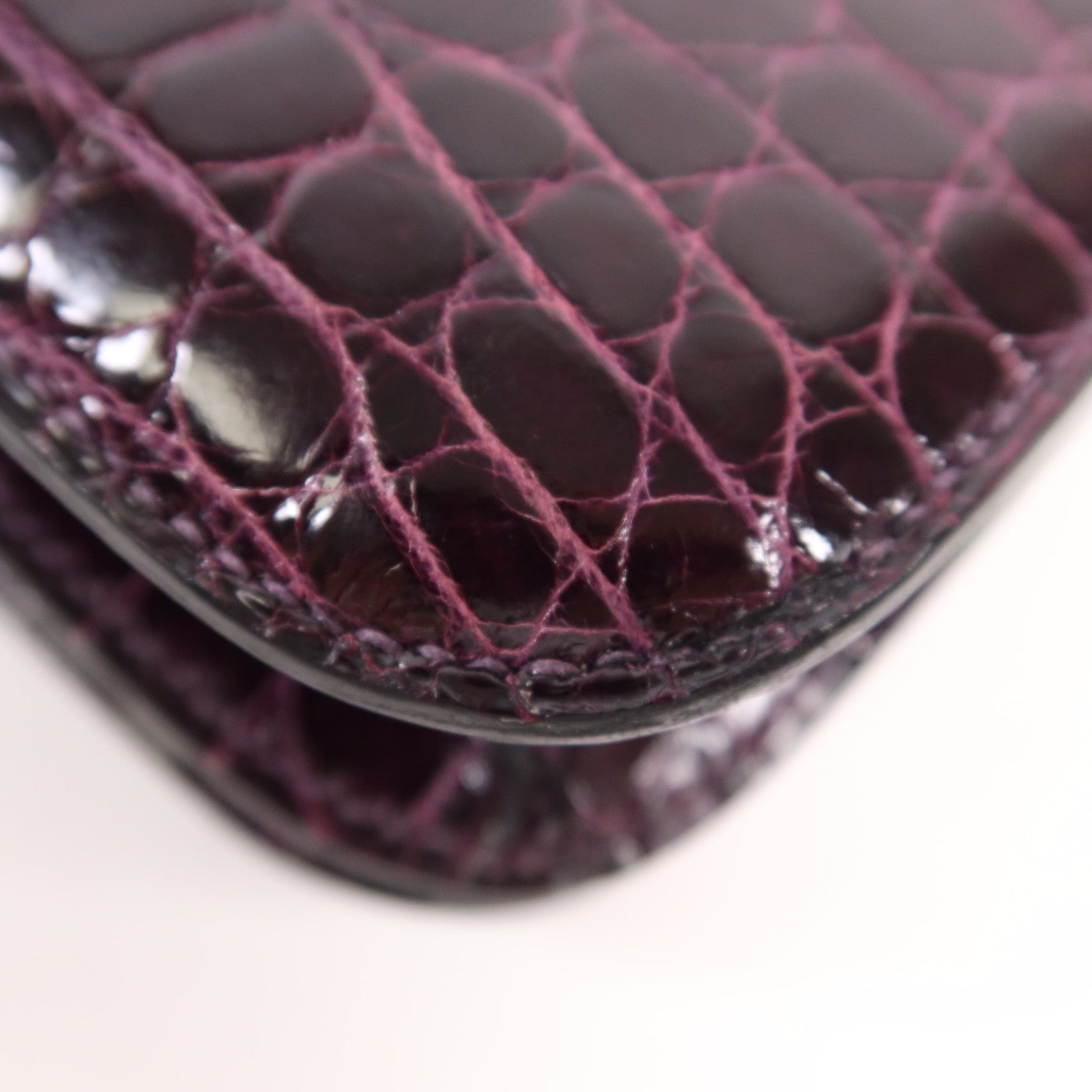 HERMES 鱷魚皮革Constance Elan銀扣肩背袋Amethyst