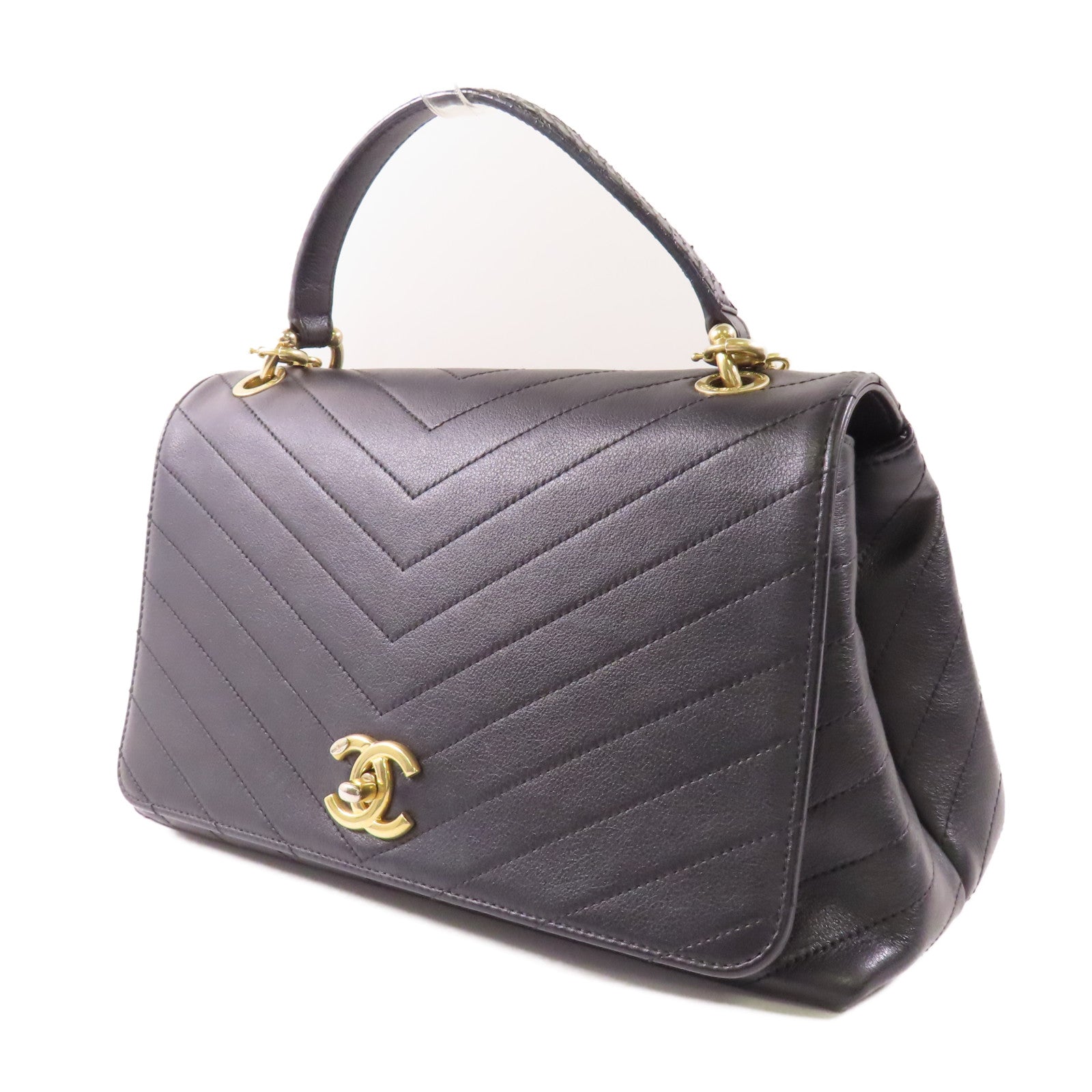 CHANEL 【激減優惠】蛇皮/牛皮皮革金扣2 Way Bag手挽肩背兩用袋