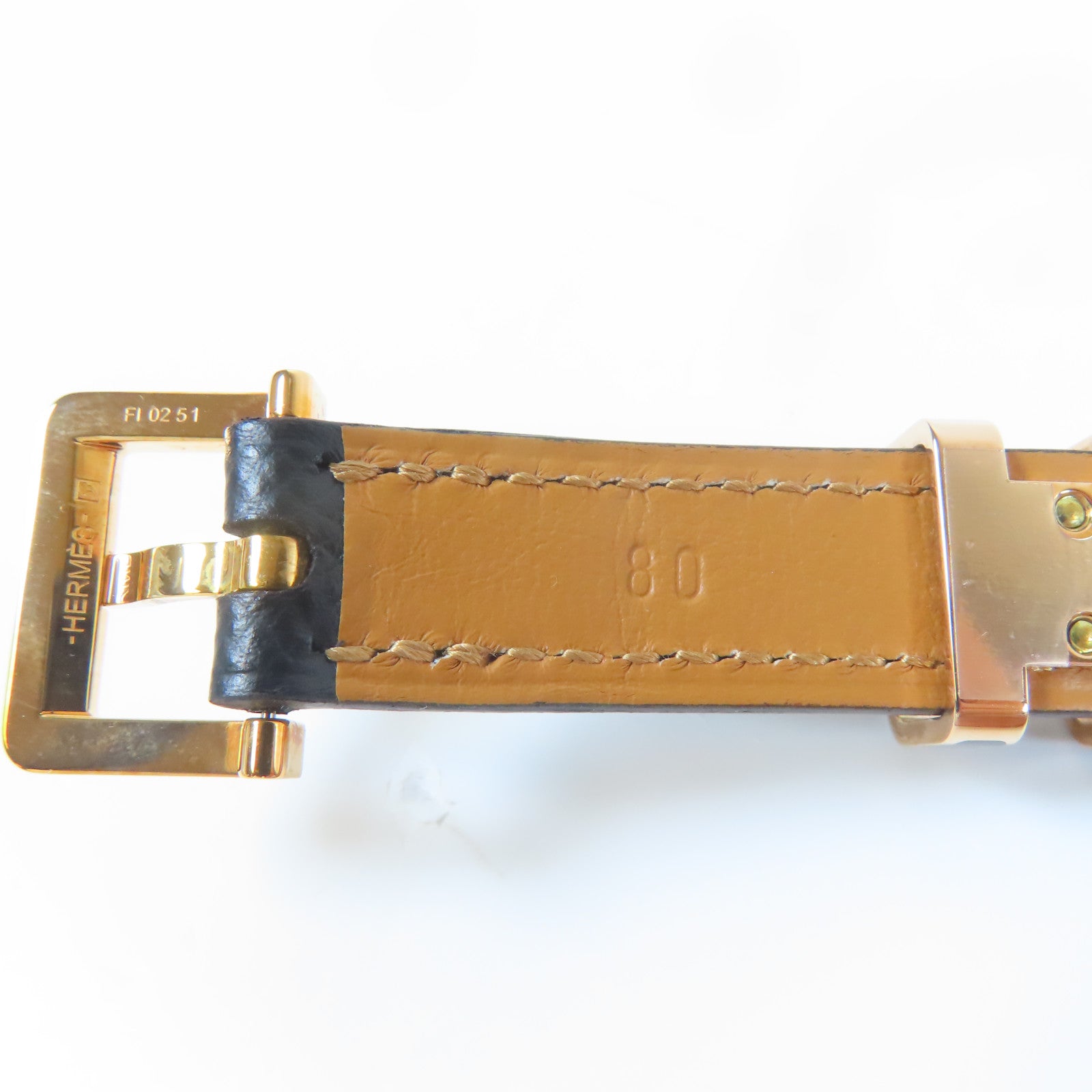 HERMES Veau Epsom皮革Pop H Belt金扣皮帶黑色