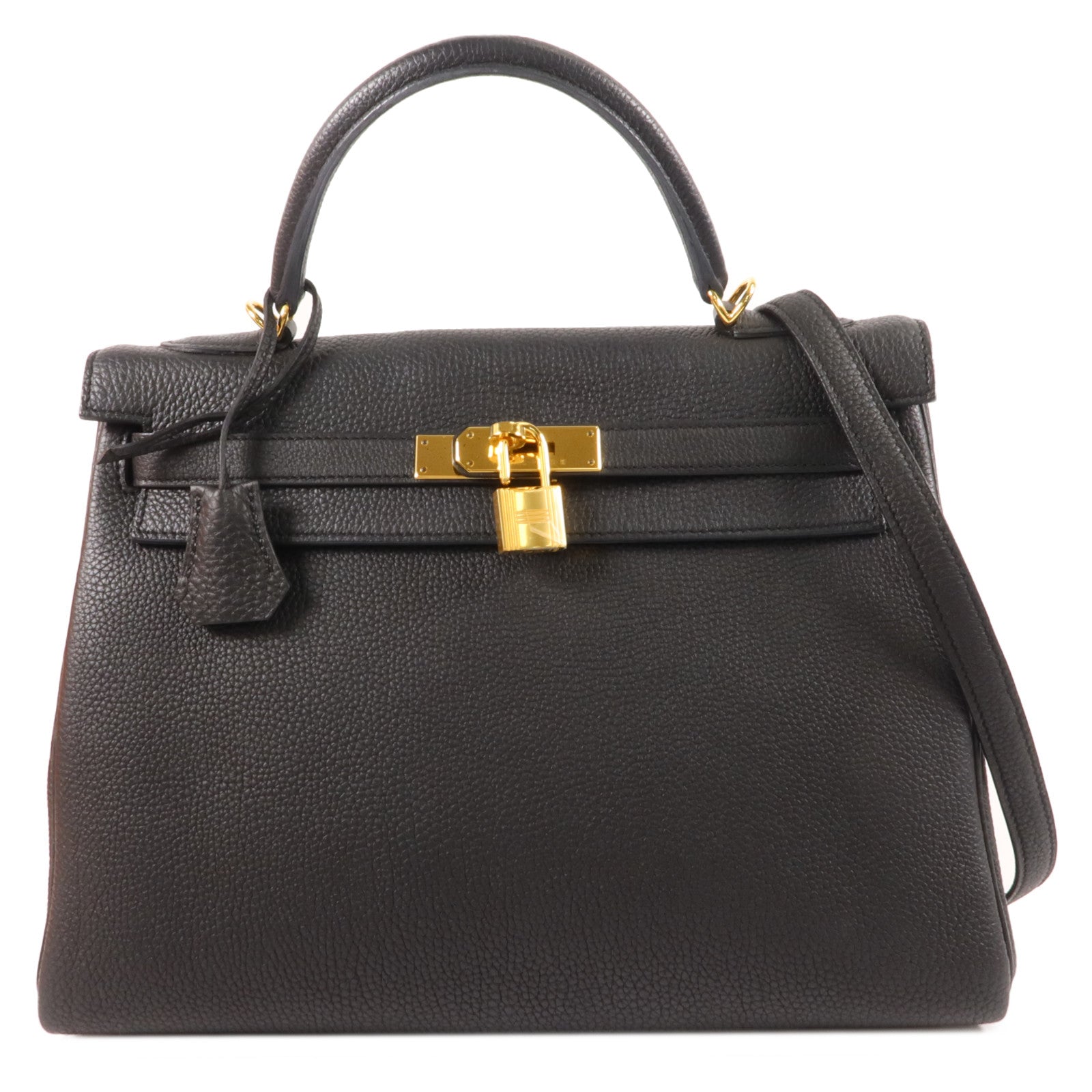 HERMES Togo皮革Kelly 32手挽肩背兩用袋Noir