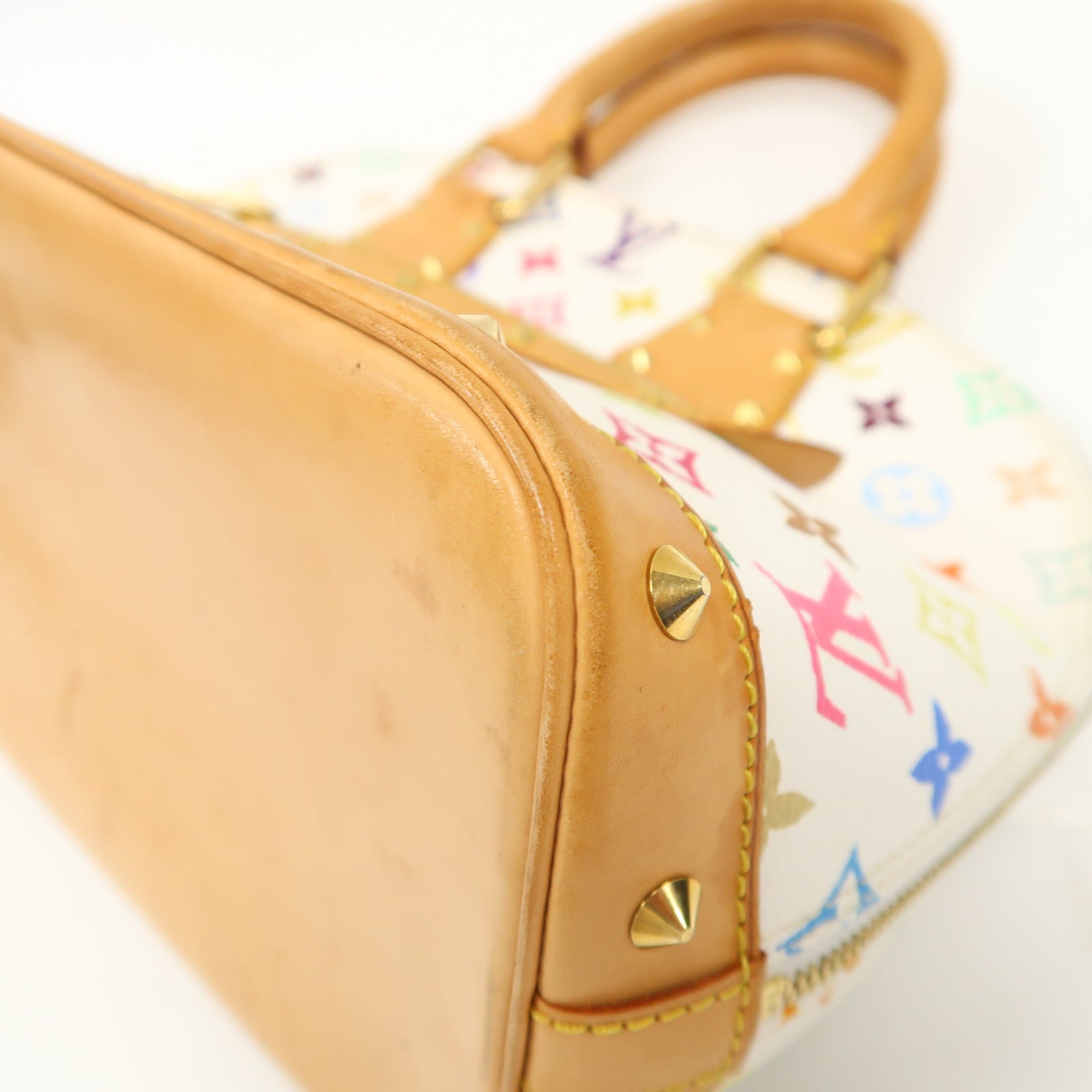 LOUIS VUITTON Monogram Multicolore Alma金扣手挽袋白色/彩色