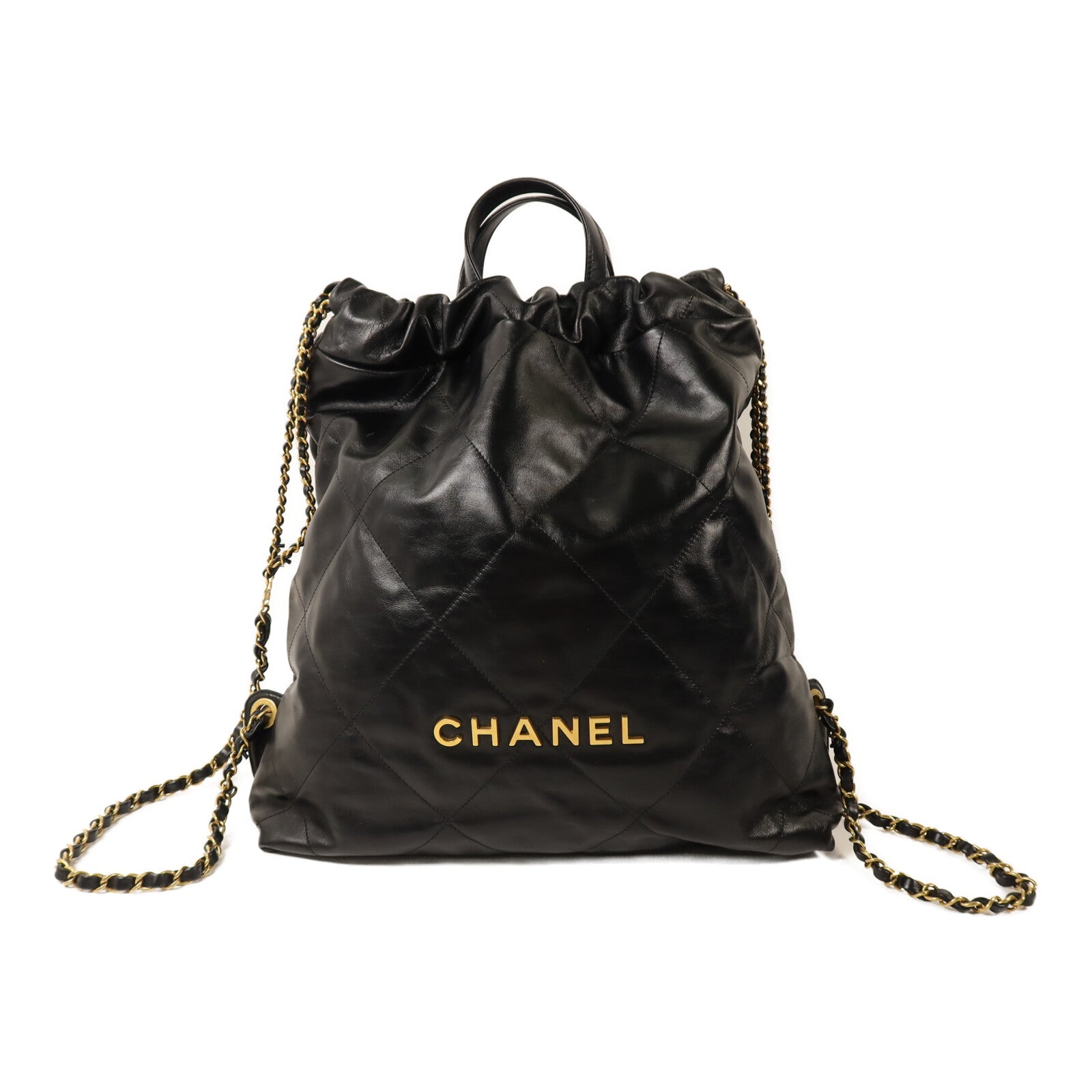 CHANEL 【激減優惠】牛皮皮革22 Backpack金扣鏈帶背包