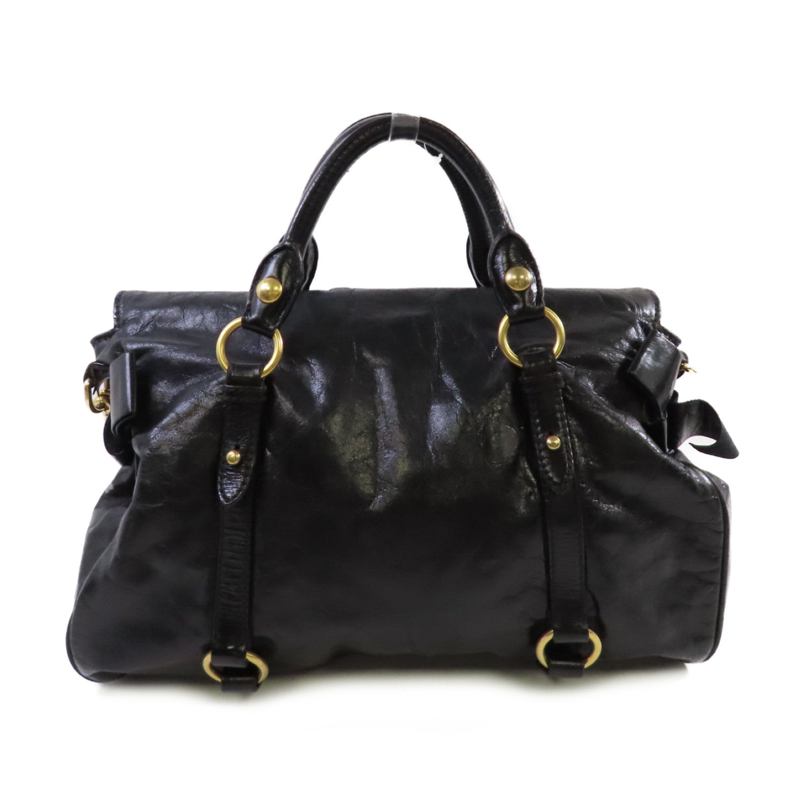Miu Miu 牛皮皮革2Way Shoulder Bag金扣手挽肩背兩用袋黑色
