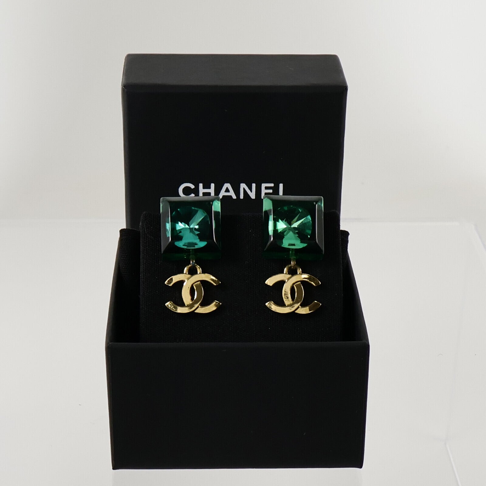 CHANEL PVC/金屬Cube CC Dangle Earrings耳環