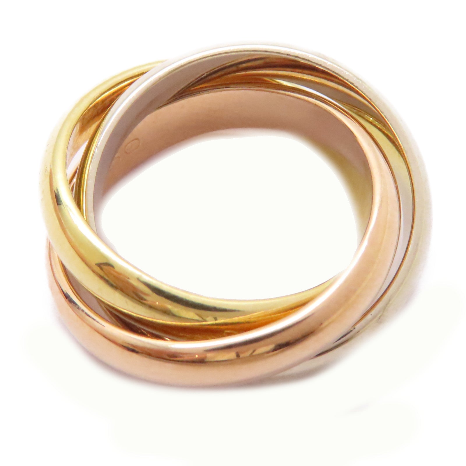CARTIER 18K黃金/白金/玫瑰金Trinity Ring戒指US#5.25/Cartier#50