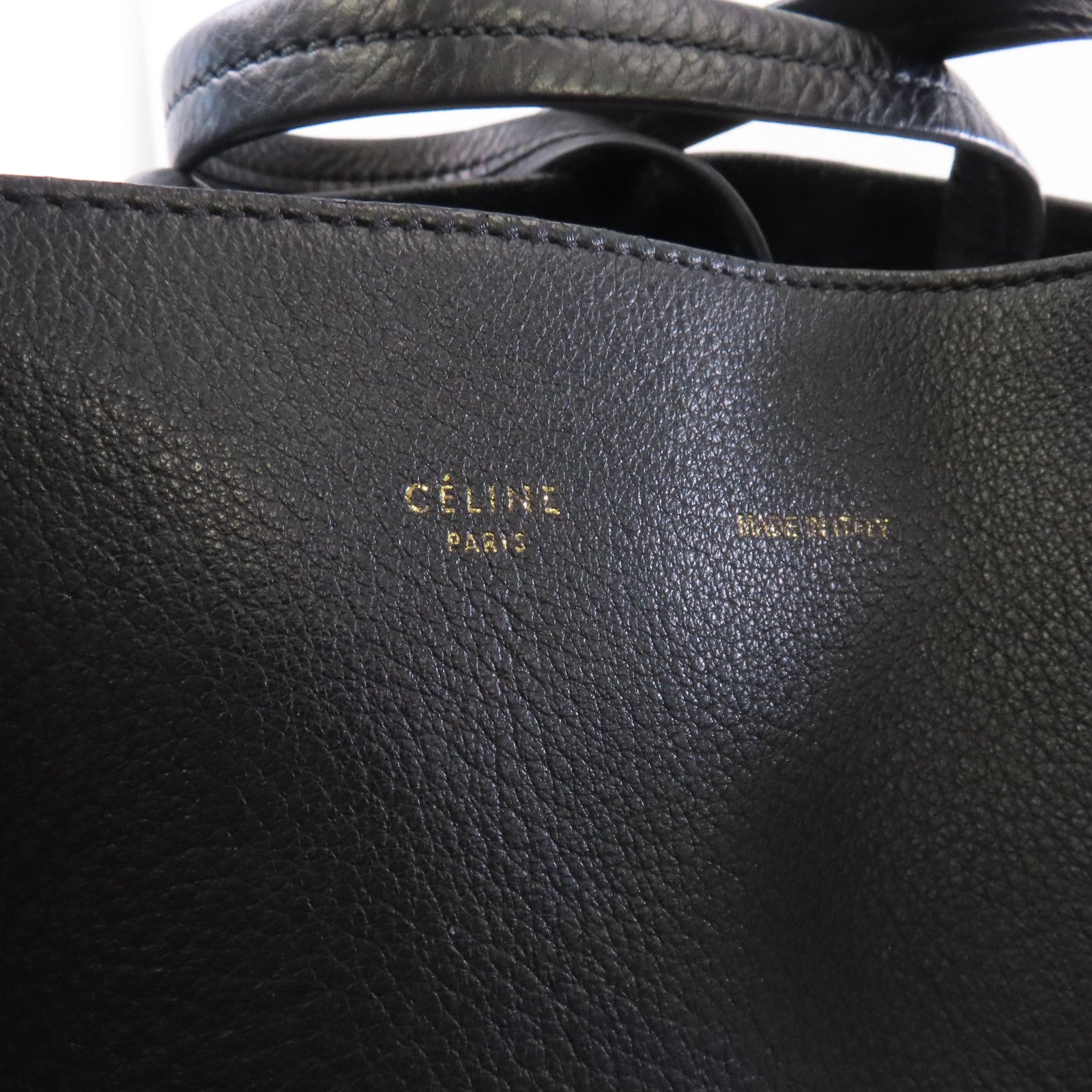 CELINE 牛皮皮革Tote Bag金扣手挽袋黑色