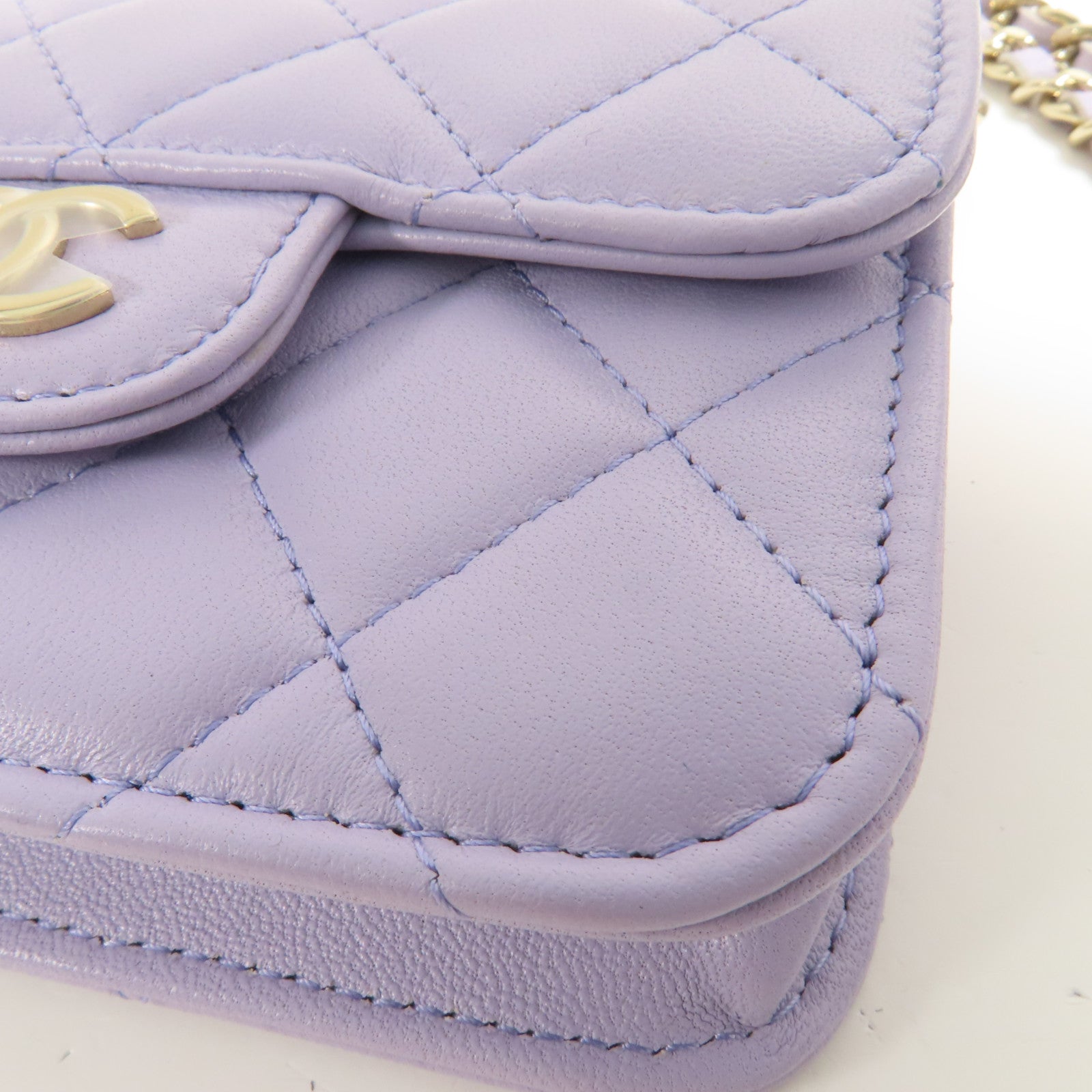 CHANEL 羊皮皮革Shoulder Bag金扣鏈帶手挽肩背兩用袋