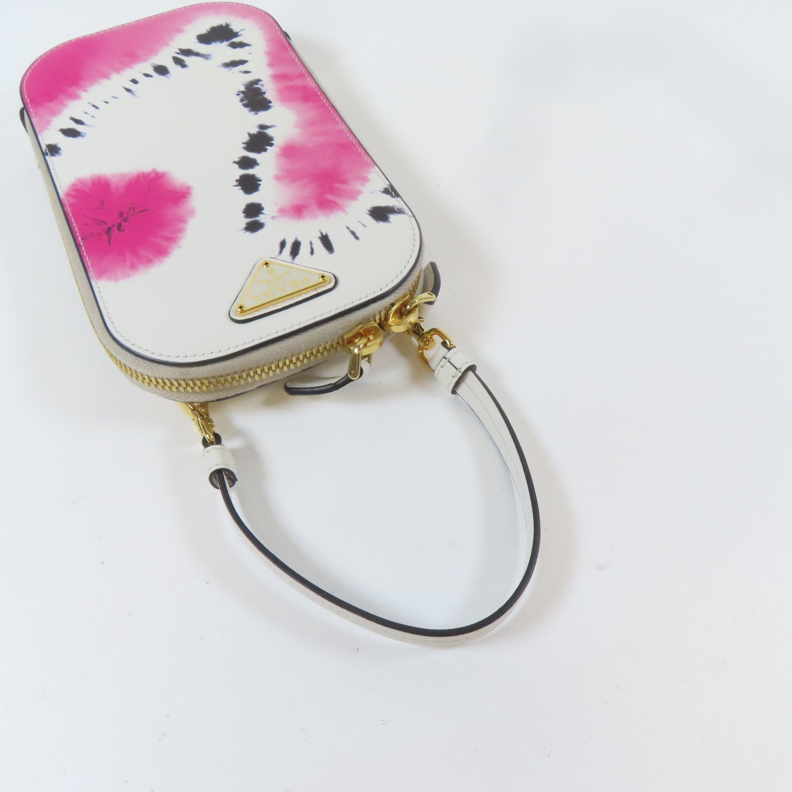PRADA 皮革Mini Cargo Crossbody Bag金扣手挽肩背兩用袋白色