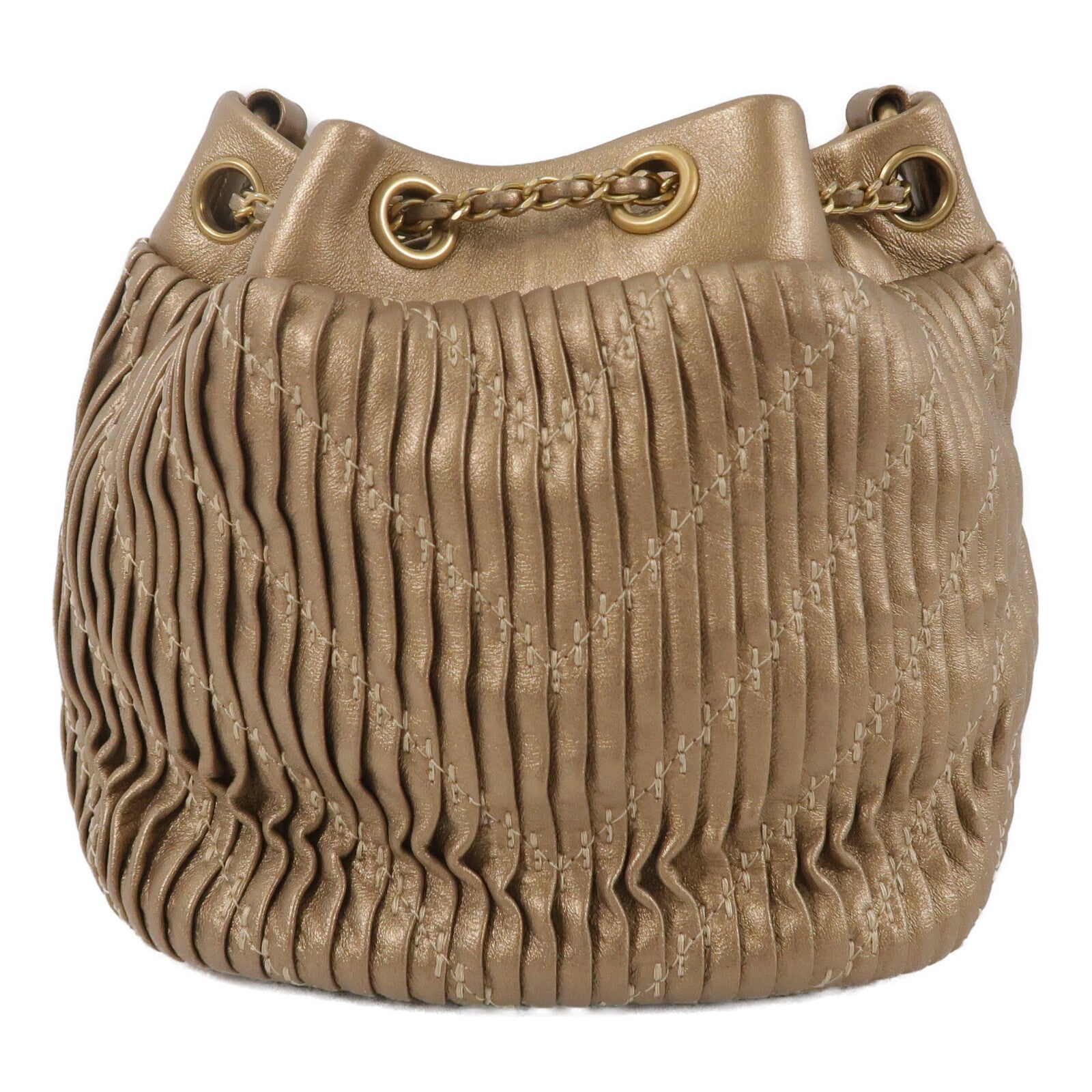 CHANEL 羊皮皮革Coco Pleats Drawstring Bag肩背袋