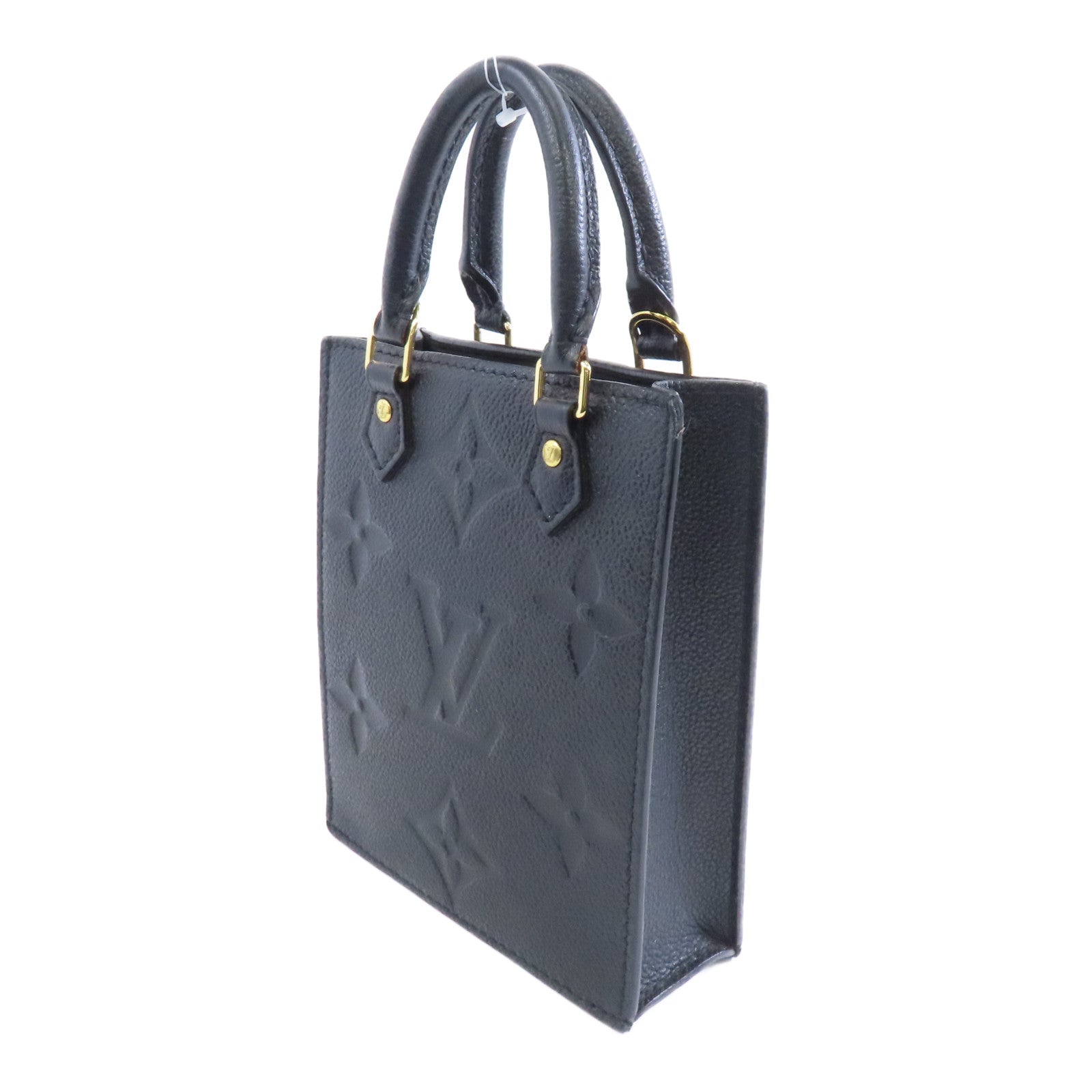 LOUIS VUITTON Monogram Empreinte Petit Sac Plat金扣手挽肩背兩用袋黑色