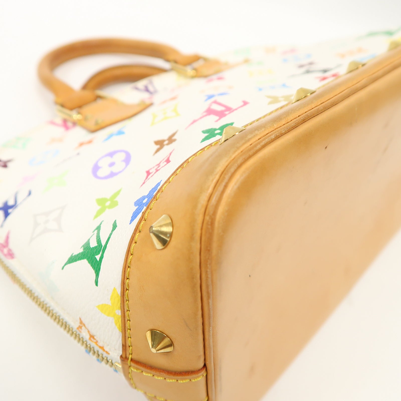 LOUIS VUITTON Monogram Multicolore Alma金扣手挽袋白色/彩色