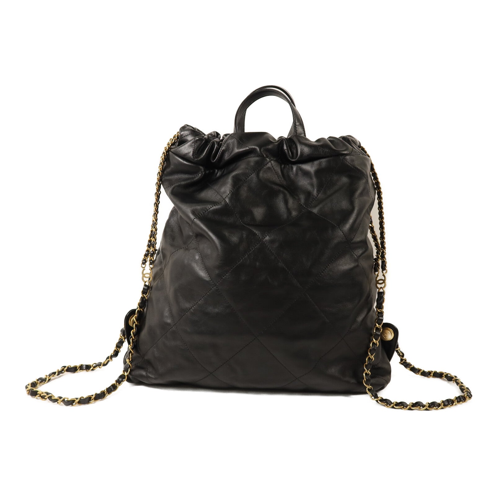 CHANEL 【激減優惠】牛皮皮革22 Backpack金扣鏈帶背包