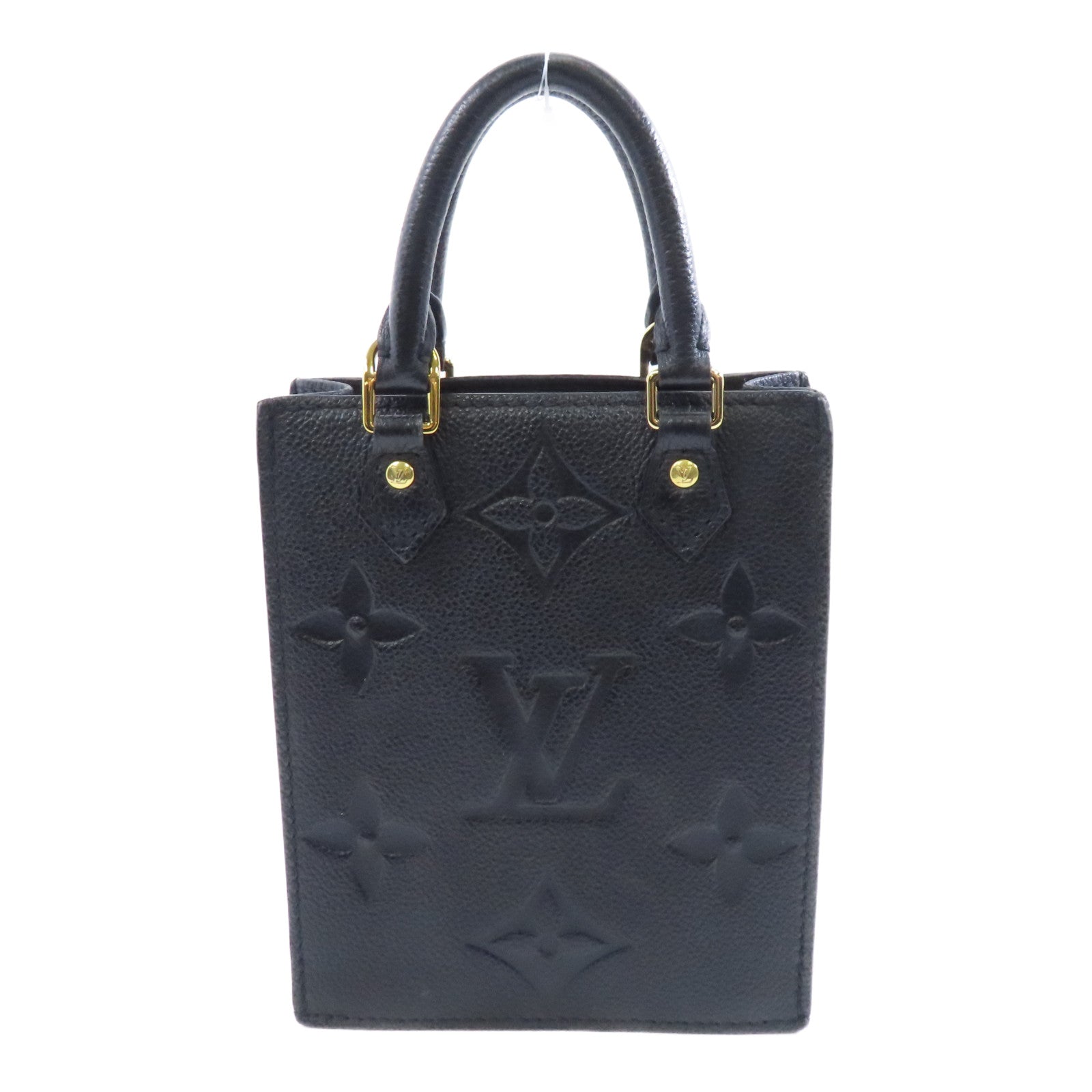 LOUIS VUITTON Monogram Empreinte Petit Sac Plat金扣手挽肩背兩用袋黑色