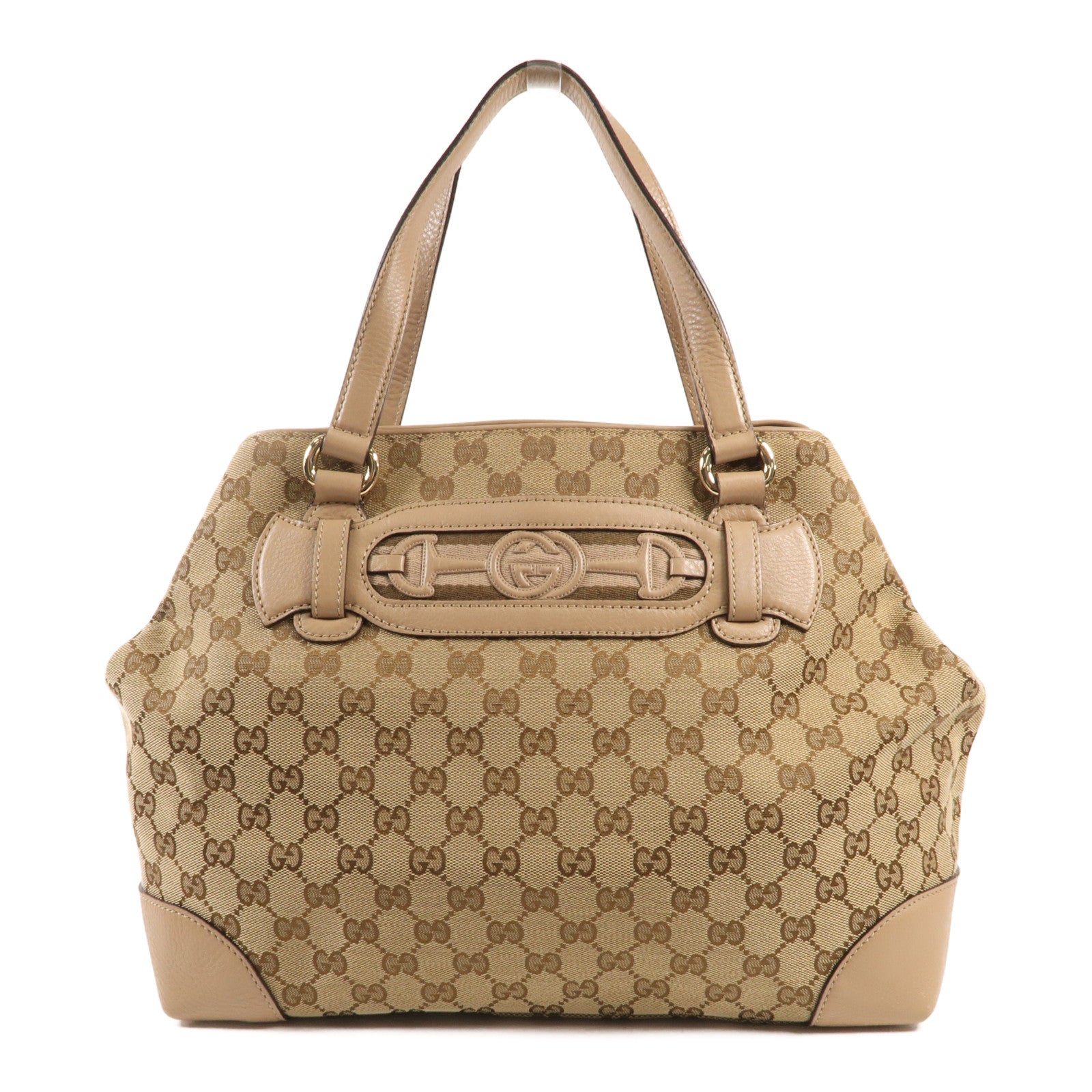 GUCCI 【激減優惠】帆布GG Horsebit金扣肩背袋