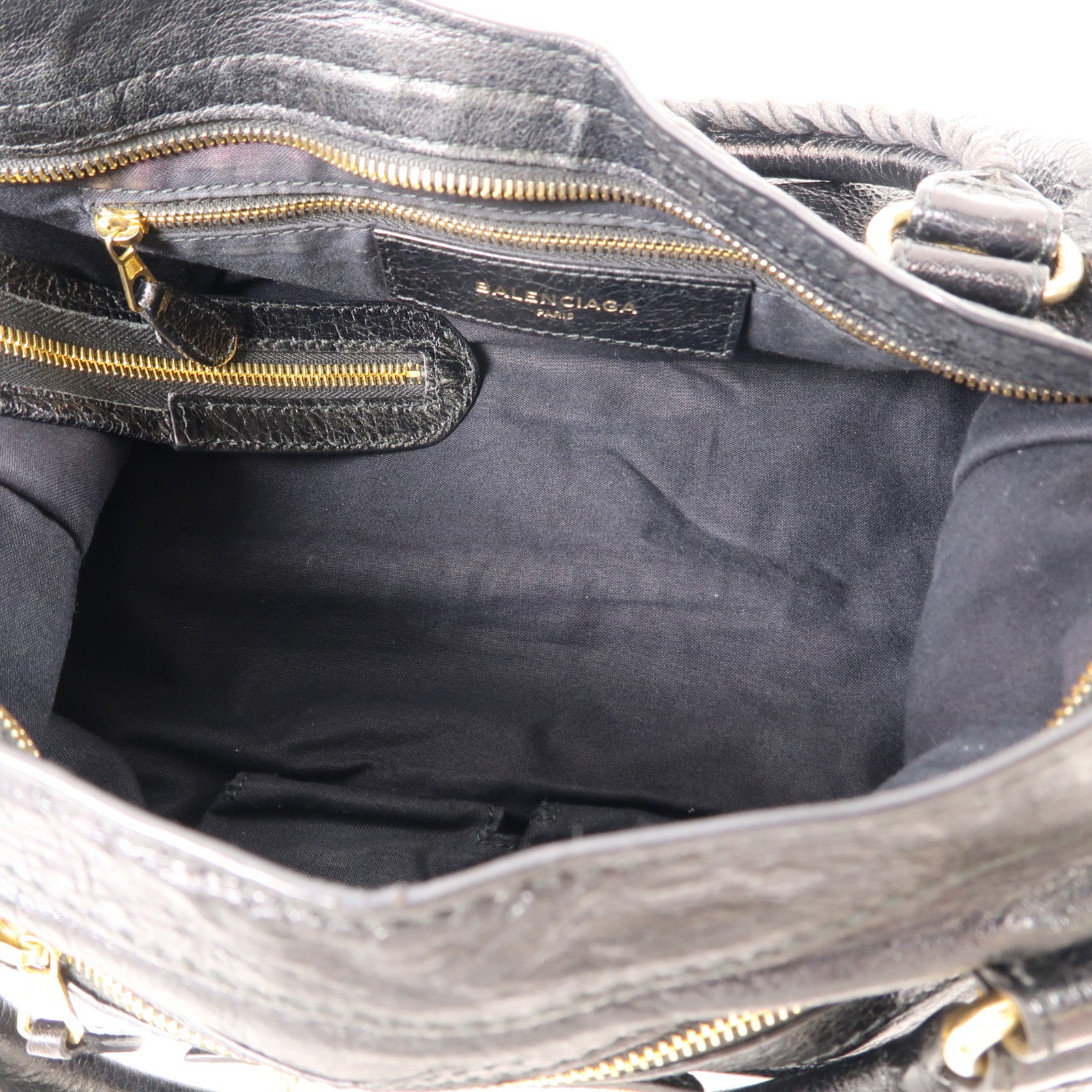 BALENCIAGA 牛皮皮革City Bag金扣手挽肩背兩用袋黑色