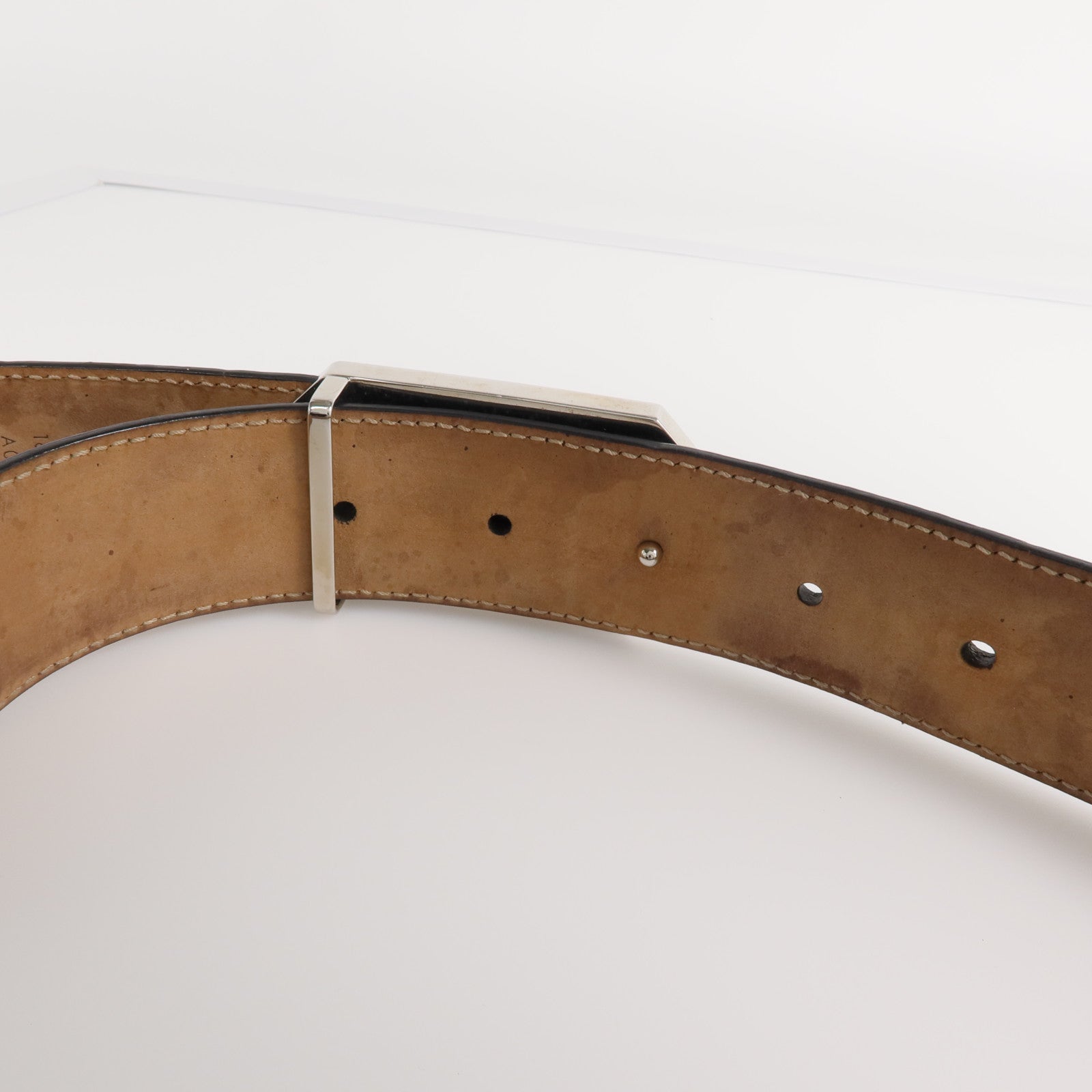 GUCCI 牛皮皮革Belt銀扣皮帶
