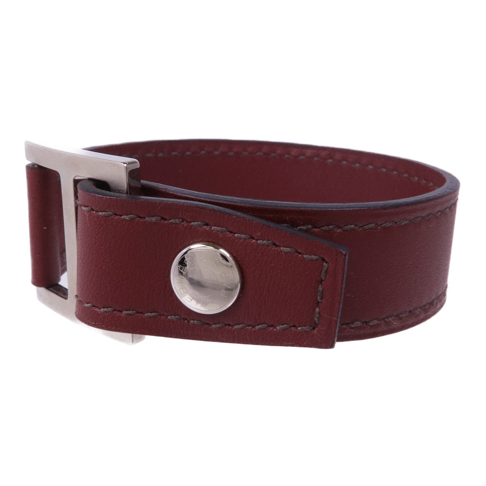 HERMES Swift皮革Bracelet銀扣手帶