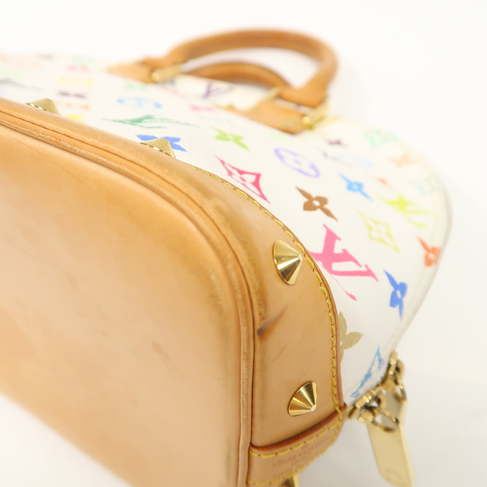 LOUIS VUITTON Monogram Multicolore Alma金扣手挽袋白色/彩色